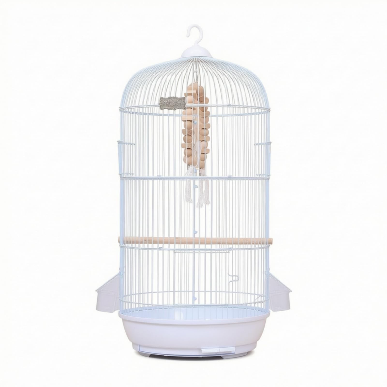 Vogelkäfig Rund Käfig Gehege Käfighaus mit Kuppeldach Futterspender Sitzstange Und Herausnehmbarer Bodenschale aus Stahl für Wohnzimmer Balkon, Array, Eisblau, Durchmesser 33CM, Höhe 71CM