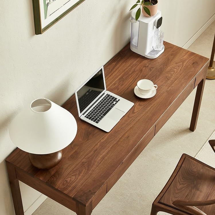 Scrivania da gioco moderna e minimalista, tavolo per PC in noce nero con supporto, 2 posti, ideale per casa e ufficio, perfetta per giocatori e professionisti