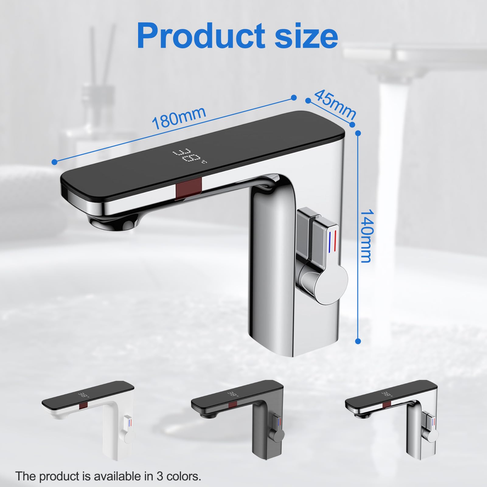 Grifo automático con sensor infrarrojo y pantalla de temperatura, lavabo con sensor inteligente, mezclador de agua fría y caliente, sin contacto (cromo)