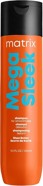 Matrix Mega Sleek Anti-Frizz Sulfate-Free Smoothing Shampoo for All Frizzy Hair, Professional Formula, For Humidity & Static Protection