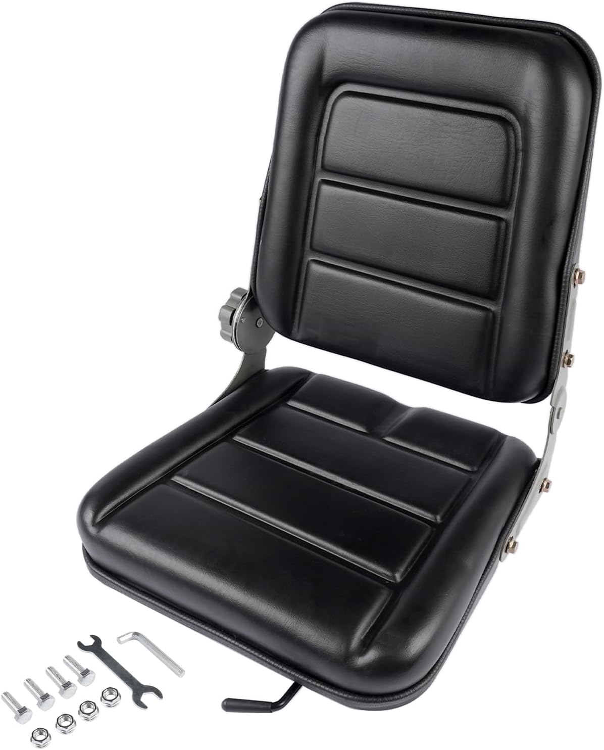 Universal Tractor Seat with Sliding Rail Suspension for Garden Tractor, Forklift, Waterproof Mini Excavator, Adjustable Black