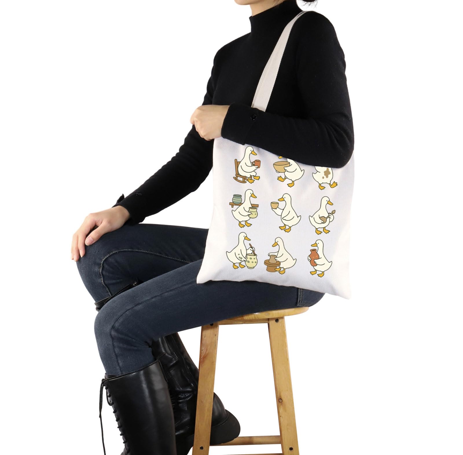 G2TUP Funny Pottery Lover Gift Cute Goose Pottery Tote Bag Ceramic Artist Handbag Ceramic Maker Gift