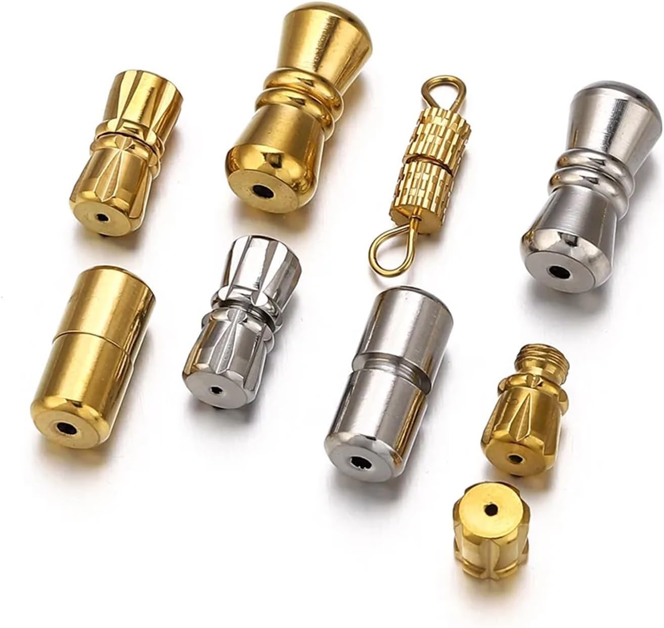 DIY Bracelet Ends with Screw Clasps 25pcs Stainless Steel Bucket Screw Clasps Cylinder Fastener Connector for DIY Necklace Bracelet Jewelry Making Supplies(GB)
