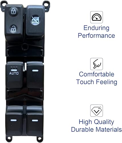 Miniatura 4 de Interruptor maestro de elevalunas eléctrico compatible con Kia Rio 2012 2013 2014 2015 Reemplazar OEM # 93570-1W155 lado del conductor delantero