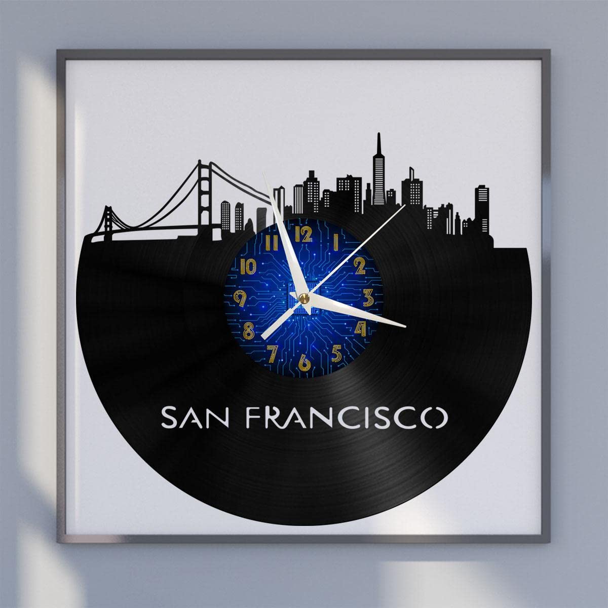 Horloge Murale en Vinyle Sans Bruit San Francisco pour Chambre