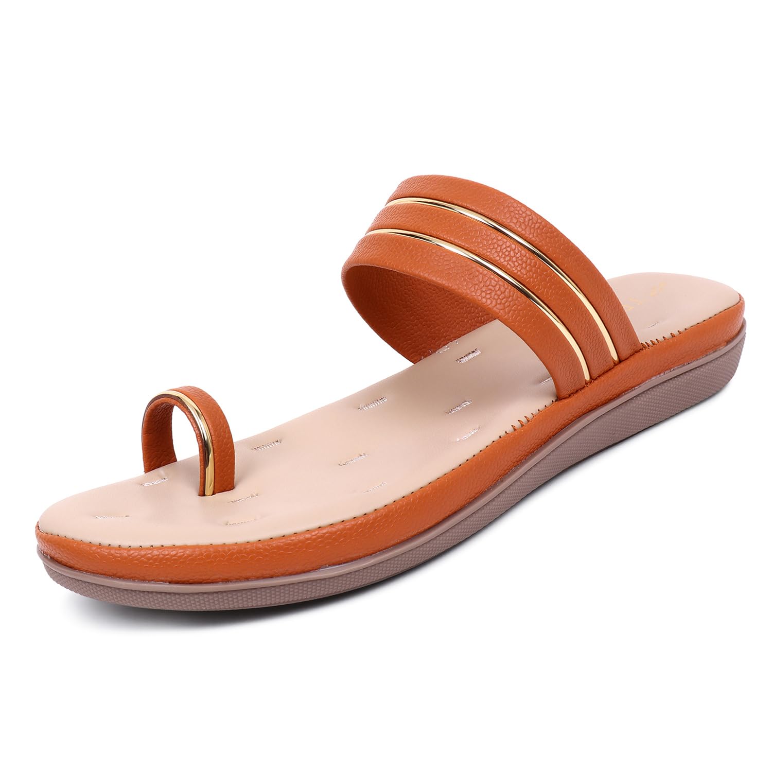 TRASE Senta Flat Slippers for Women, Comfortable Casual Sandals (Tan, 5 UK) (B0D9BVMF67) Amazon Price History, Amazon Price Tracker