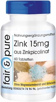 Zinc 15mg (elementary content) from zinc picolinate vegan without magnesium stearate 60 zinc tablets