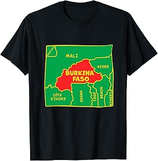 Burkina Faso Map in flag colors. Surrounding countries T-Shirt