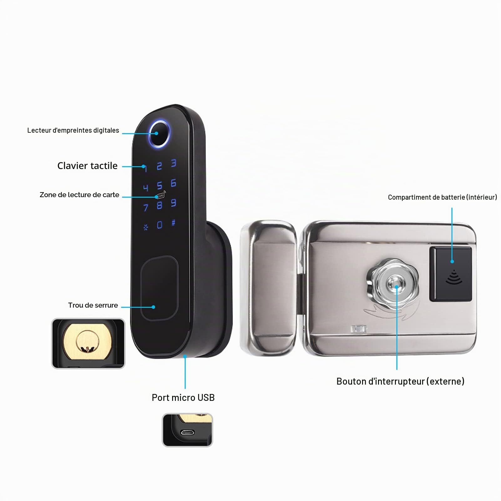 Serrure de Porte Intelligente Wifi électronique Télécommande Numérique Carte D' Digitales Mot de Passe Clavier électronique Pêne Dormant Ensembles de Poignée de Serrure de Porte Avant