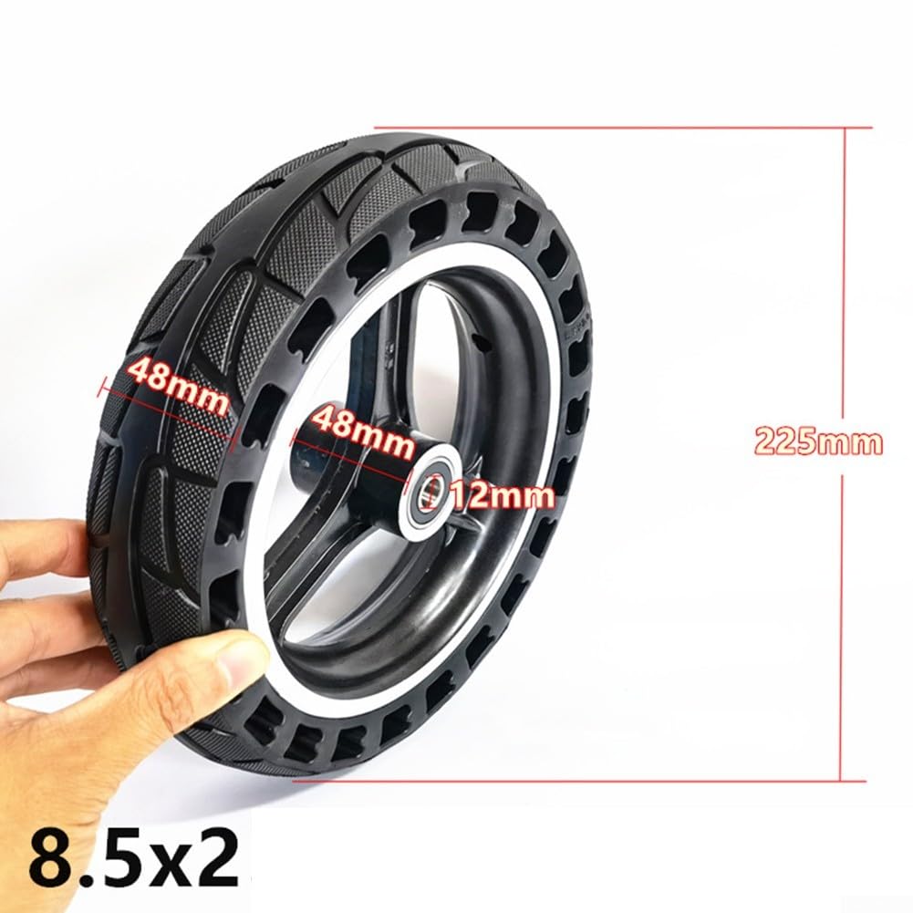 Rueda sin cámara de 8,5 x 2, opción confiable para Scooter eléctrico, llanta sólida sin neumáticos, Rueda Completa con Conjunto de buje (A 12 mm)