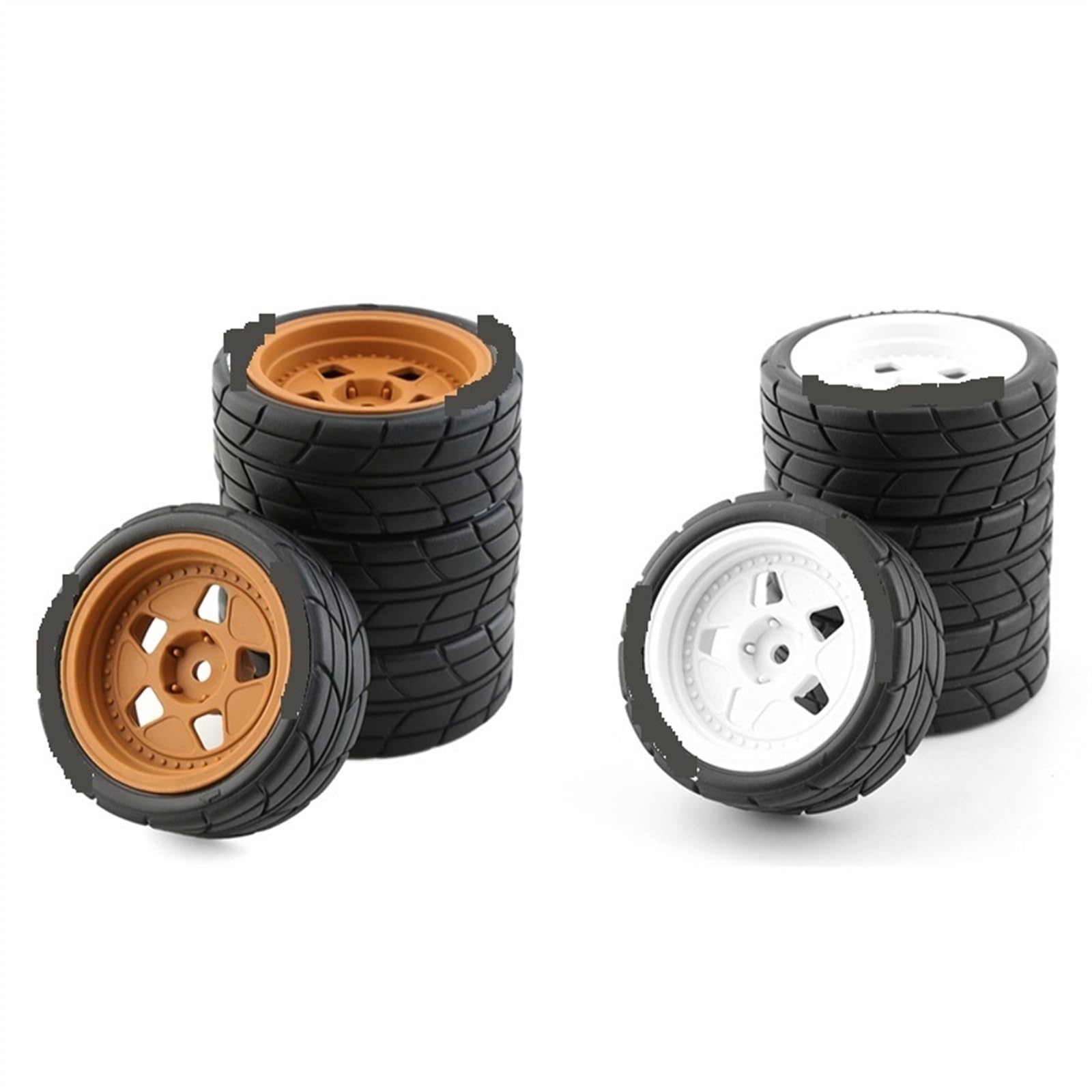 4x RC Auto Reifen Für Tamiya TT01 TT02 - 68mm Gummi Reifen Set