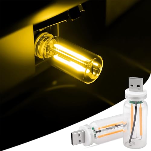 Miniatura 8 de 2 luces USB para coche, lámpara de ambiente retro con atenuación táctil, mini bombilla LED de botella de vidrio portátil, luces nocturnas para