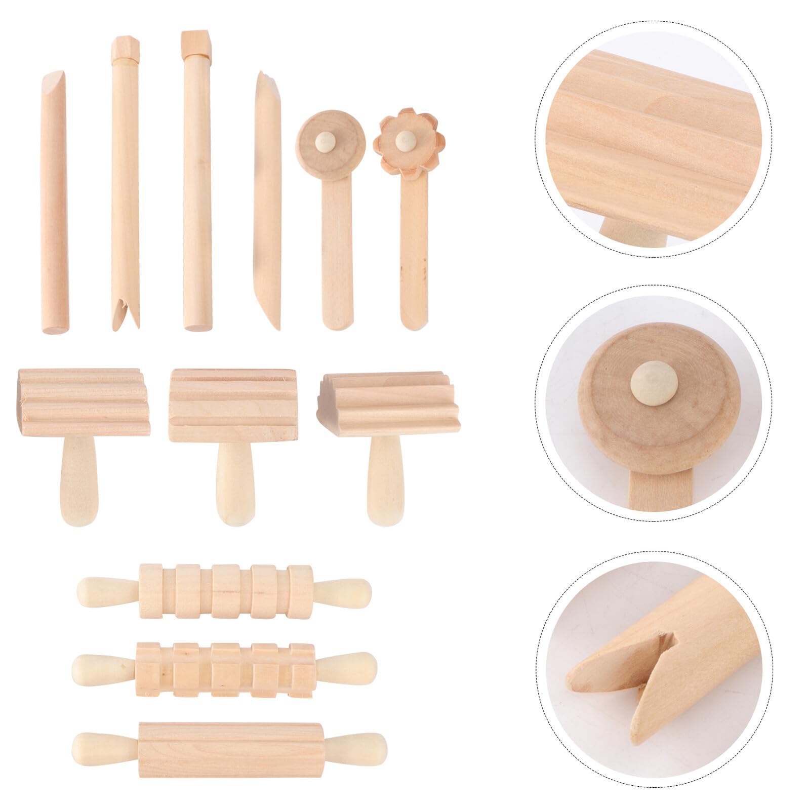 BESTonZON Set Strumenti Fai da Te in Legno per Modellare Argilla e Plastilina 12 Pezzi Lisci e Sicuri per Kit per Modellazione Creativa e Progetti Artigianali