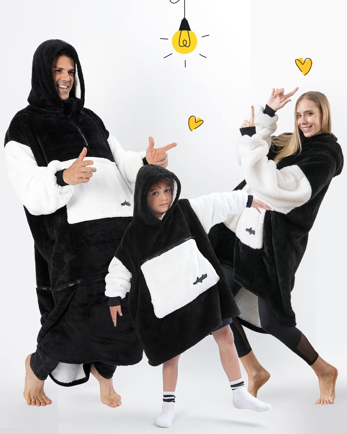 Argstar Übergroße Hoodie decke Kinder, tragbare Decken Hoodie für Mädchen Junge, weiche Kapuzendecke, kuschelige Sherpa-Decke, warmes Hoodie mit Tasche und Ärmeln, Navy blau