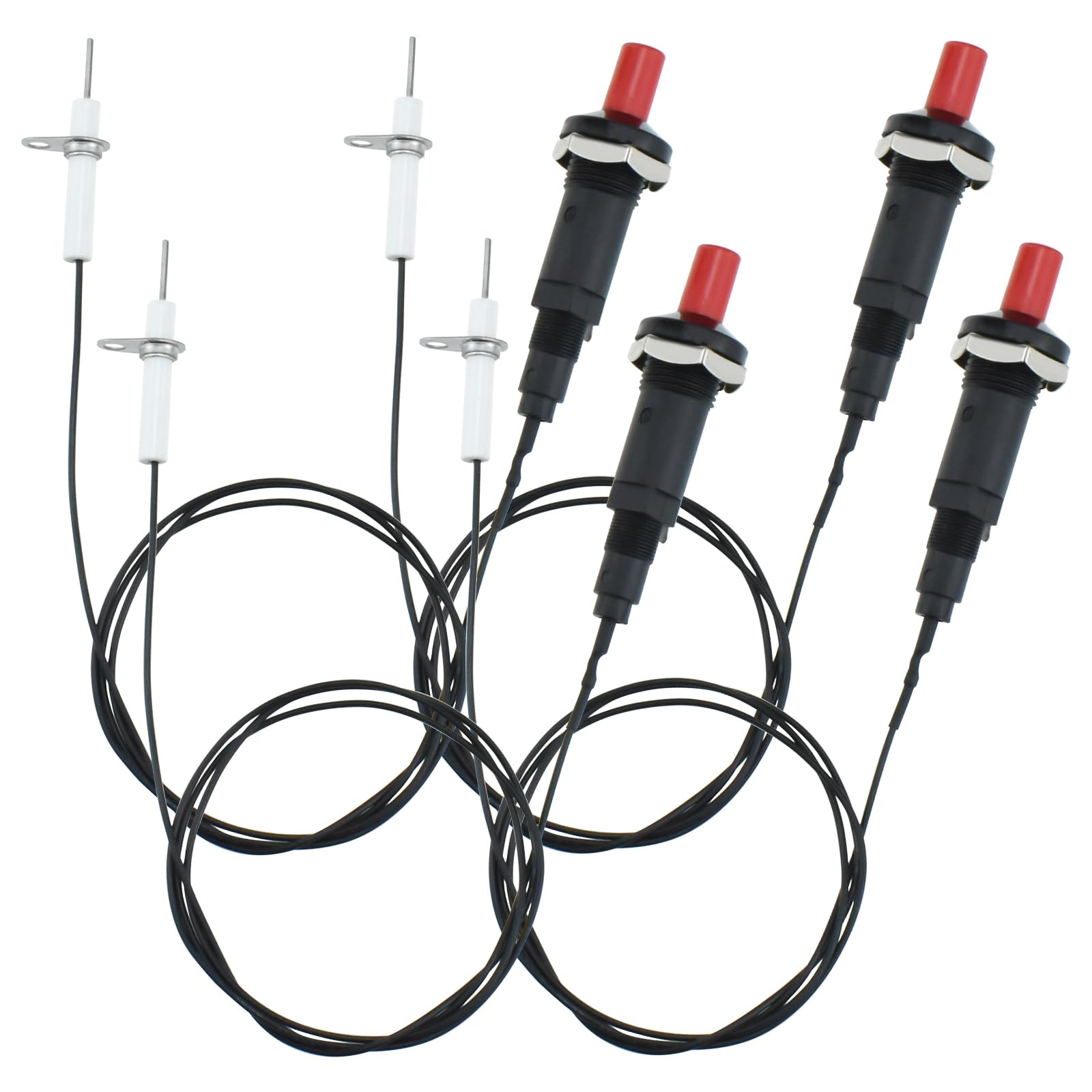 Grillzünder-Ersatz, 4er-Pack, Universal-Propangas-Piezozünder-Set für Gasgrill, Reichweite, Feuerstelle, Heizung, Herd, Spaker, Generator-Zünd-Set (99,1 cm Länge)
