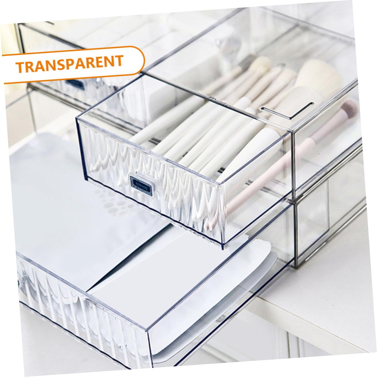 SHINEOFI Organizzatore Da Scrivania Semplice Ed Elegante Scatola Portaoggetti Con Cassetti Organizzazione Della Scrivania Da Ufficio Set Da 3 Pezzi in Plastica