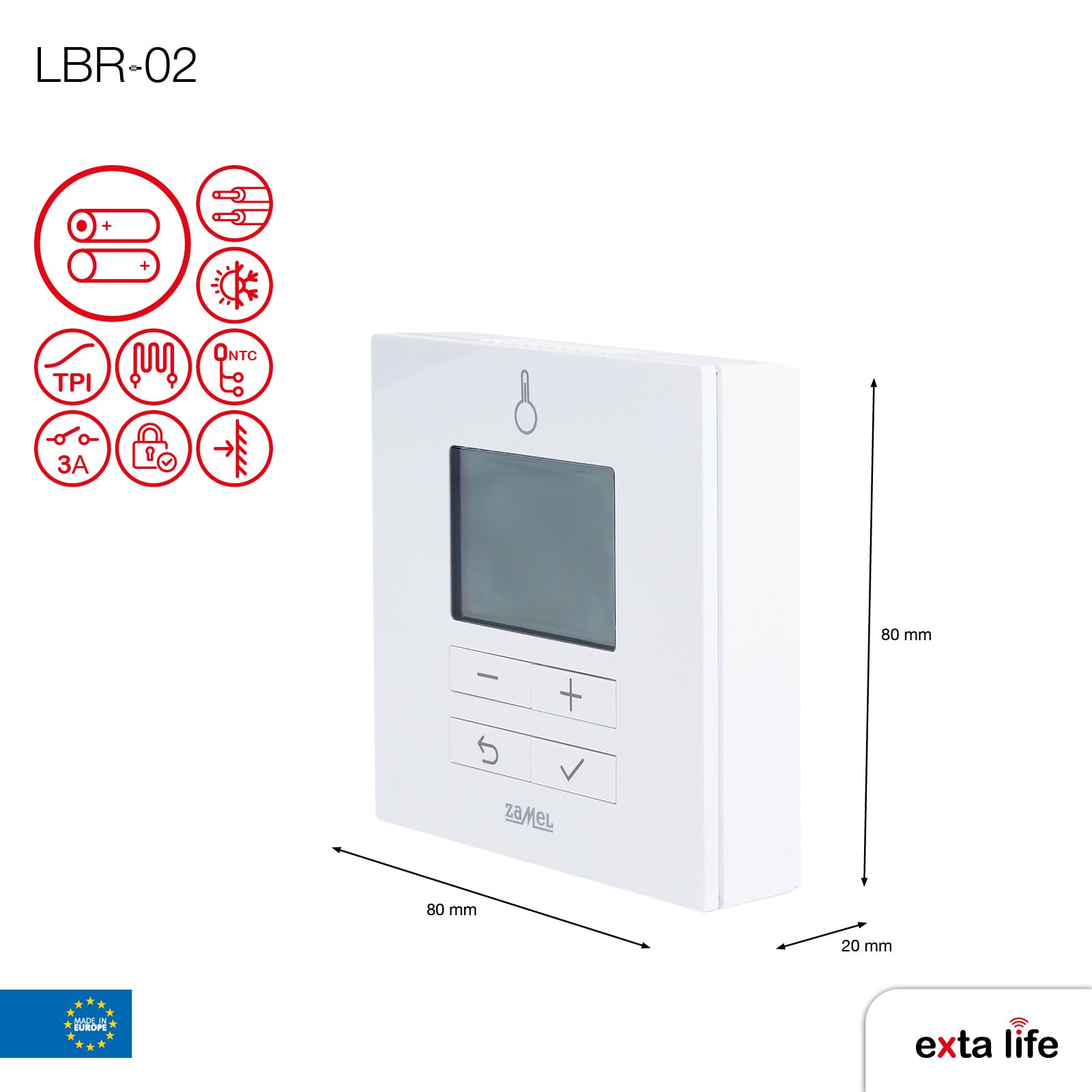 Zasilanie bateryjne, przekaźnik dzienny regulator temperatury TYP: LBR-02 biały