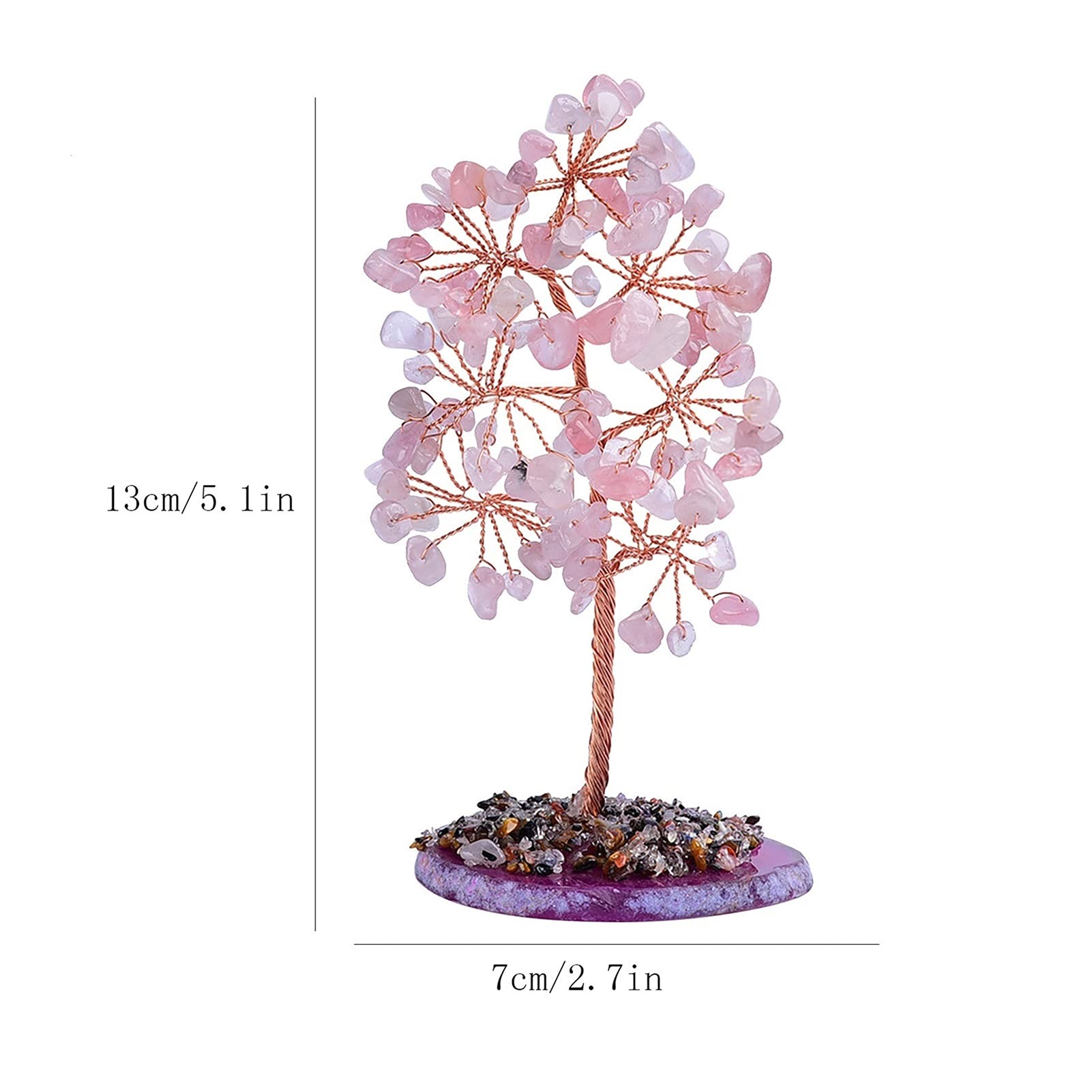 Kristallbaum Natürlicher Kristallbaum, Amethyst Rosenquarz Aquamarin, Büro-Desktop-Verzierung Kristalle (Color : Pink)