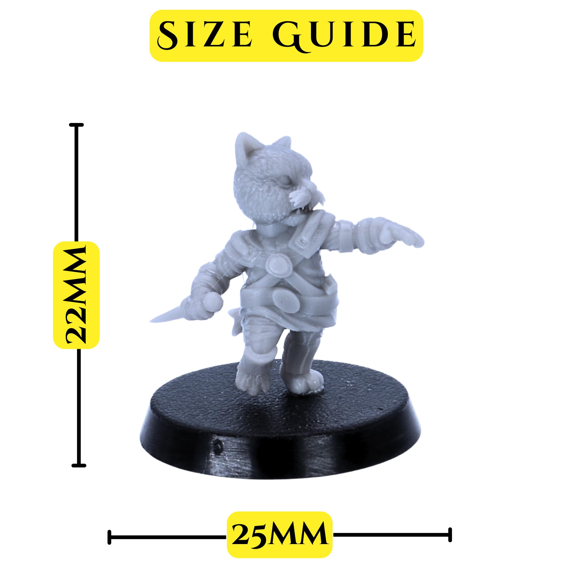 Forged Terrain Cat Folk Miniatures Set - 8 Cat Miniatures for Tabletop RPGs, Grey, 28mm Scale - Image 3