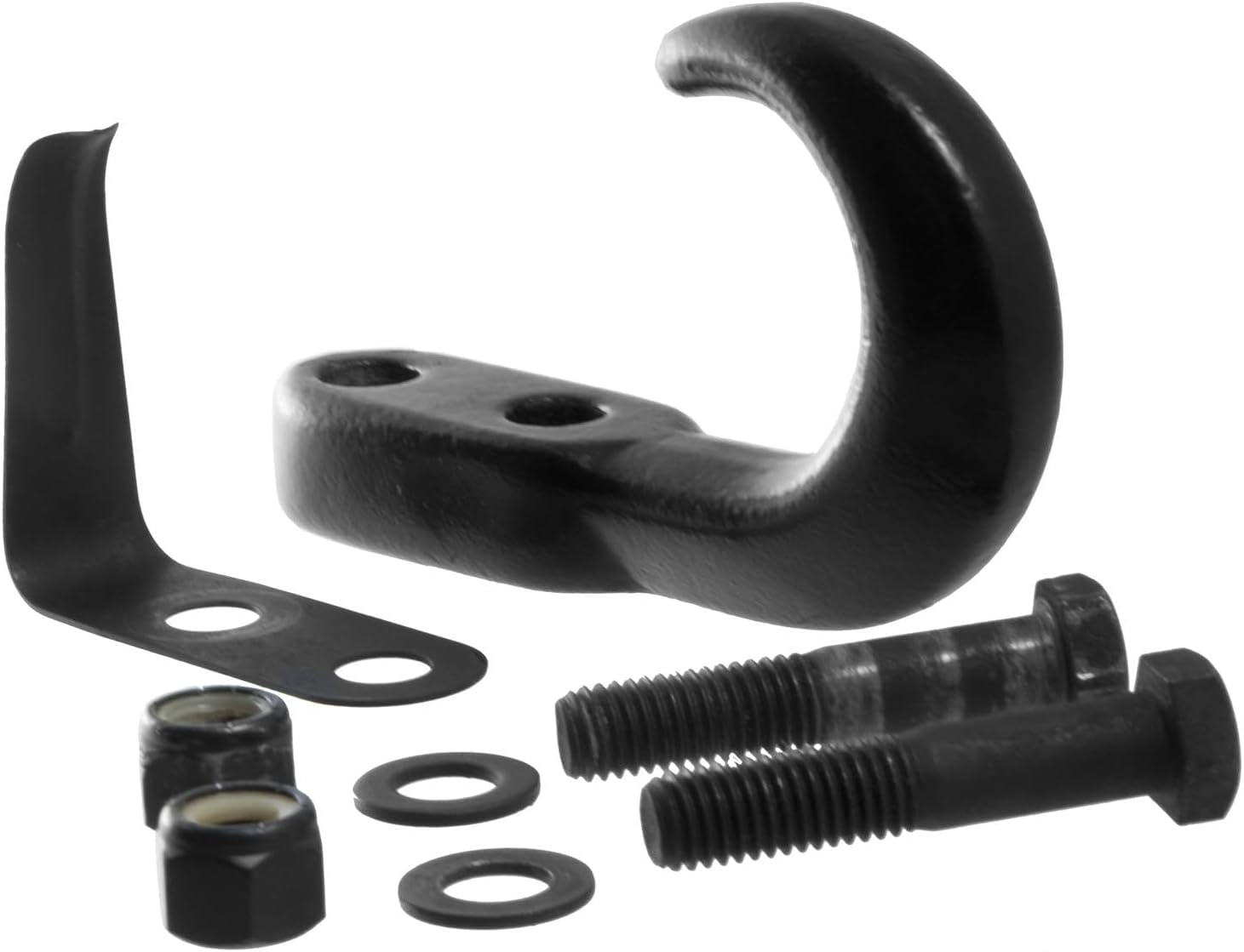 CURT 22411 Bolt-On Black Steel Tow Hook with Spring Clip, 10,000 lbs Capacity