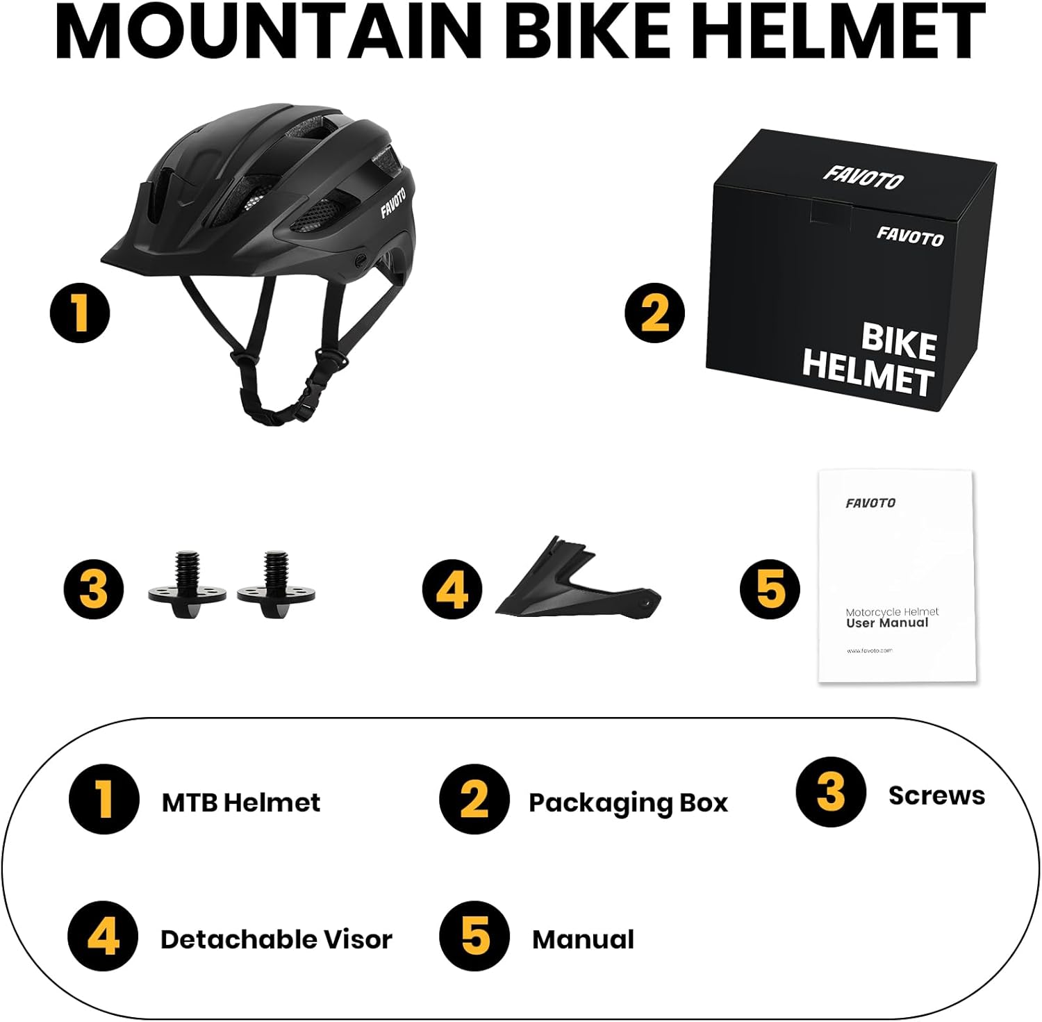Favoto Mountain Bike Helmet Adult - Lightweight CPSC Certified with Reinforced Spine and Detachable Visor, MTB Road Bicycle Helmet, Adjustable 59-61cm Men Women