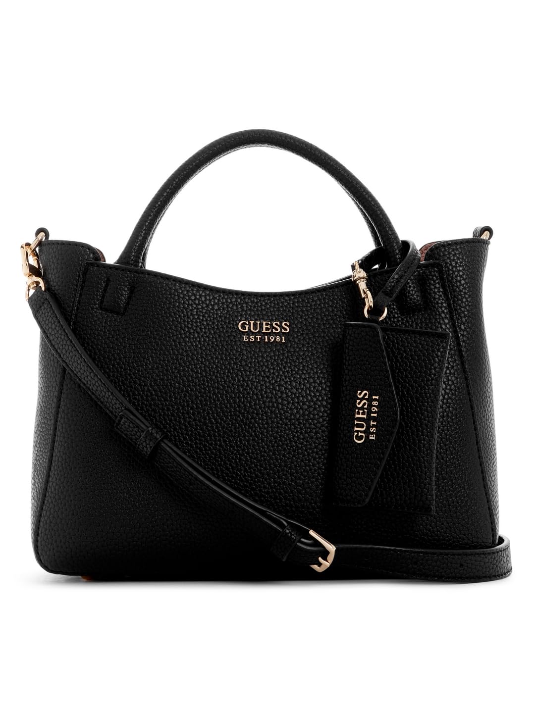 GUESS Brenton Small Girlfriend Satin Clutch - Black, Twist Lock Closure - View #4