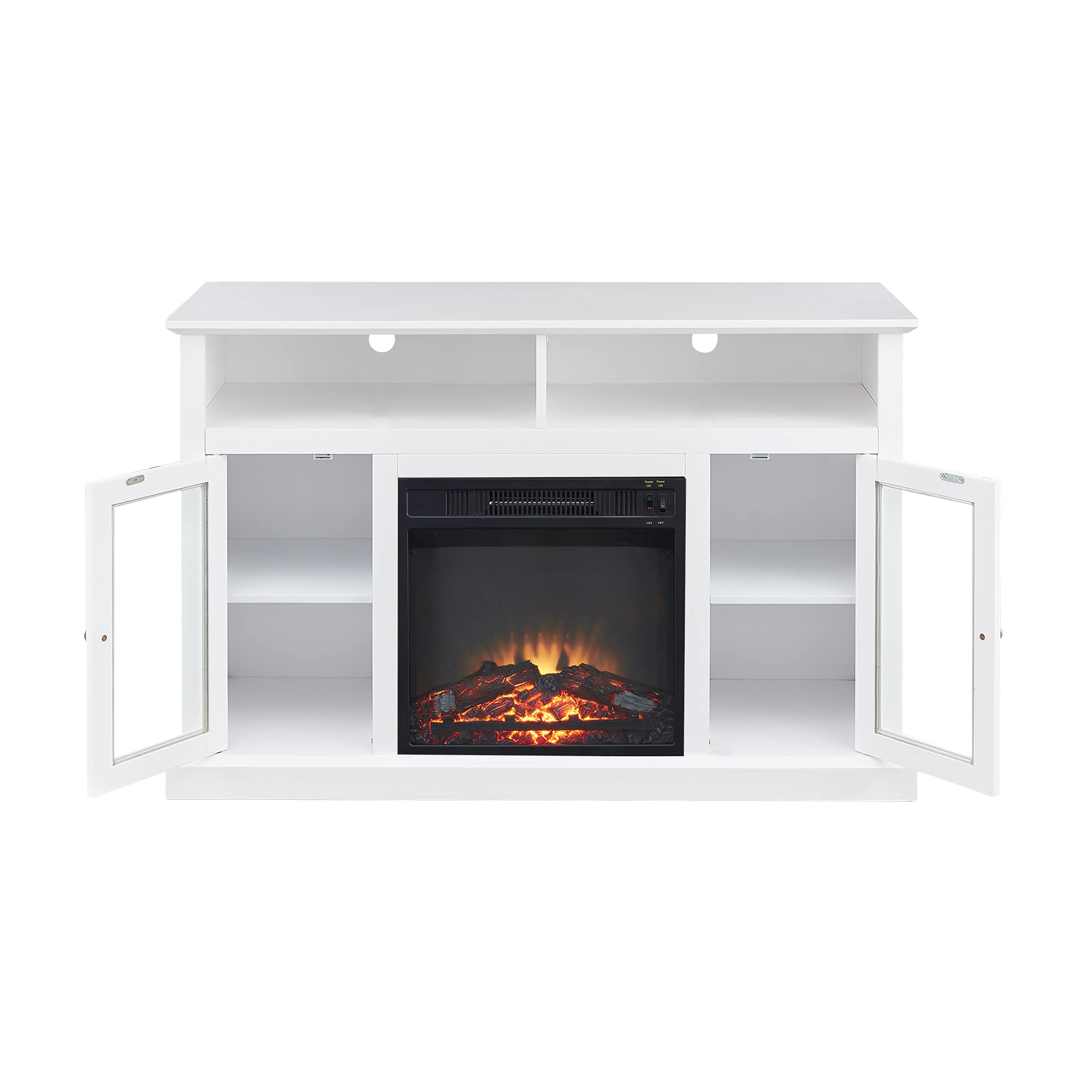 GOOD & GRACIOUS Mid Century Modern Electric Fireplace TV Stand, Fit up