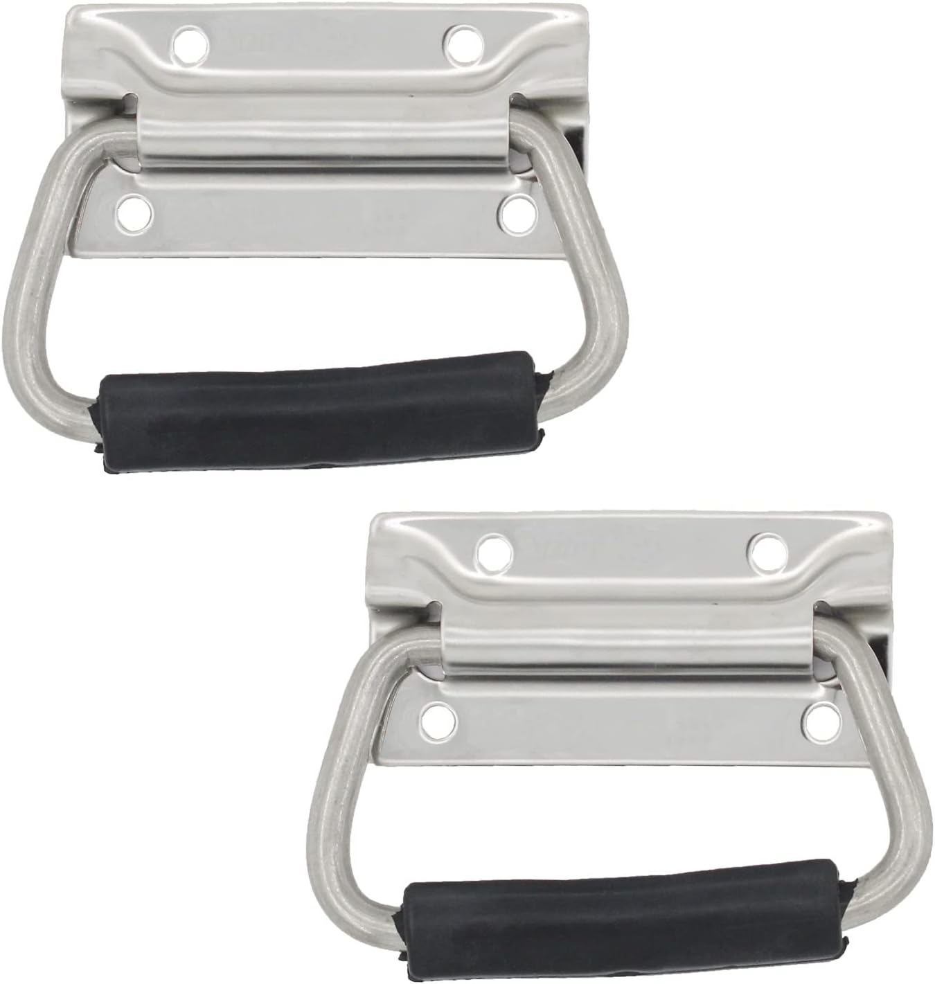 2Pcs Spring Loaded Pull Handles, Surface Mount Chest Handle with Rubber Grip, Handmade Chest Trunk Lifter Handle Pull, Heavy Duty Hardware for Chests Trunks Crates Storage Boxes Thickened 2mm