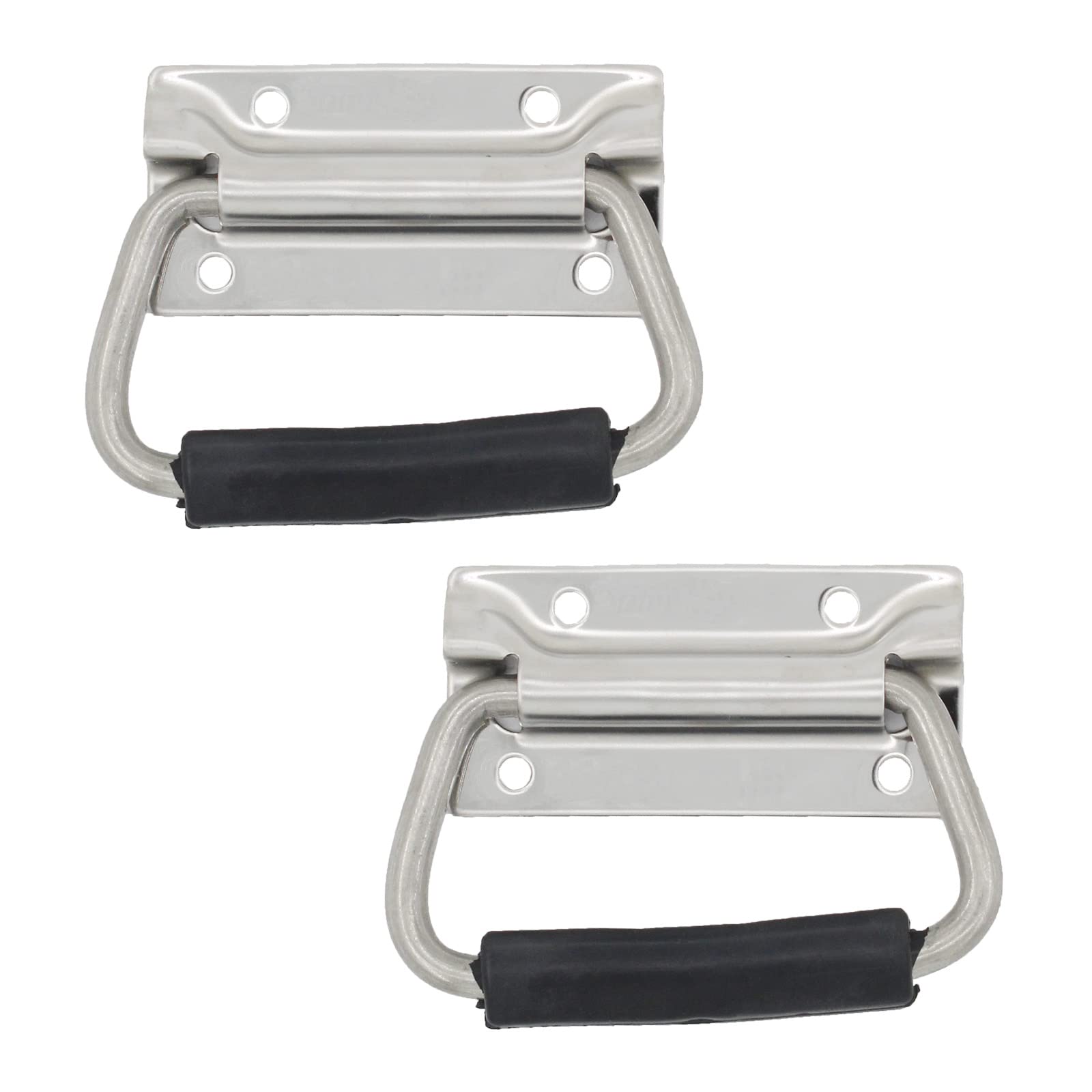 2Pcs Spring Loaded Pull Handles Surface Mount Chest Handle with Rubber Grip Handmade Chest Trunk Lifter Handle Pull