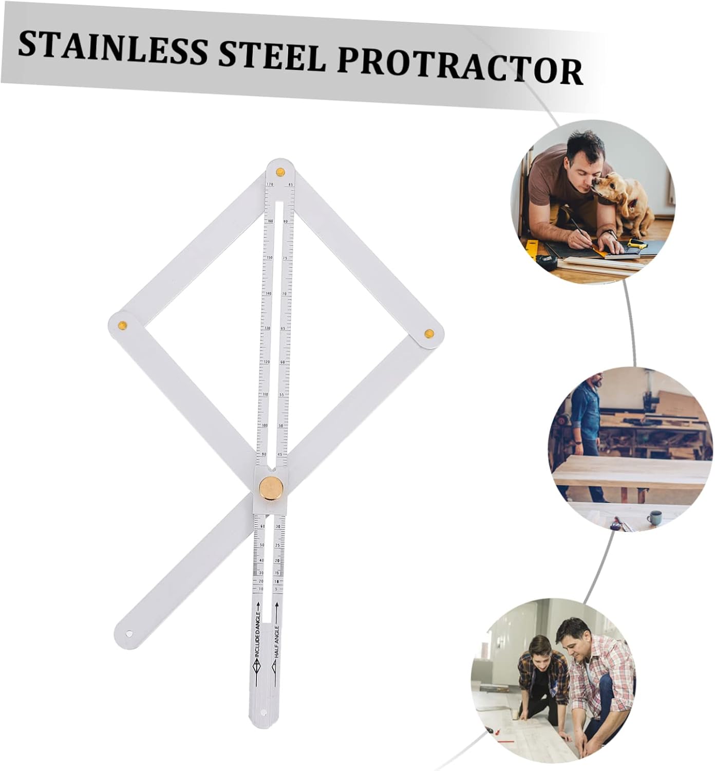 ORFOFE Stainless Steel Woodworking Corner Protractor Angle Tool Adjustable Measuring Ruler for Carpentry Framing and DIY Projects