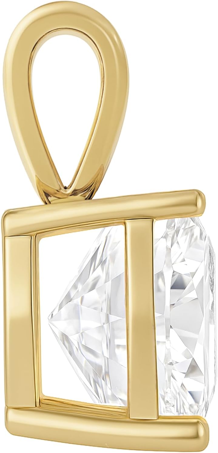14K Solid White or Yellow Gold Lab Grown Moissanite Solitaire Pendant Necklace | Solid Bail | Round, Oval, Pear, Cushion, Emerald Cut | Pendant Only |Luxury Gift, Birthday, Anniversary, Mothers Day - Image 2