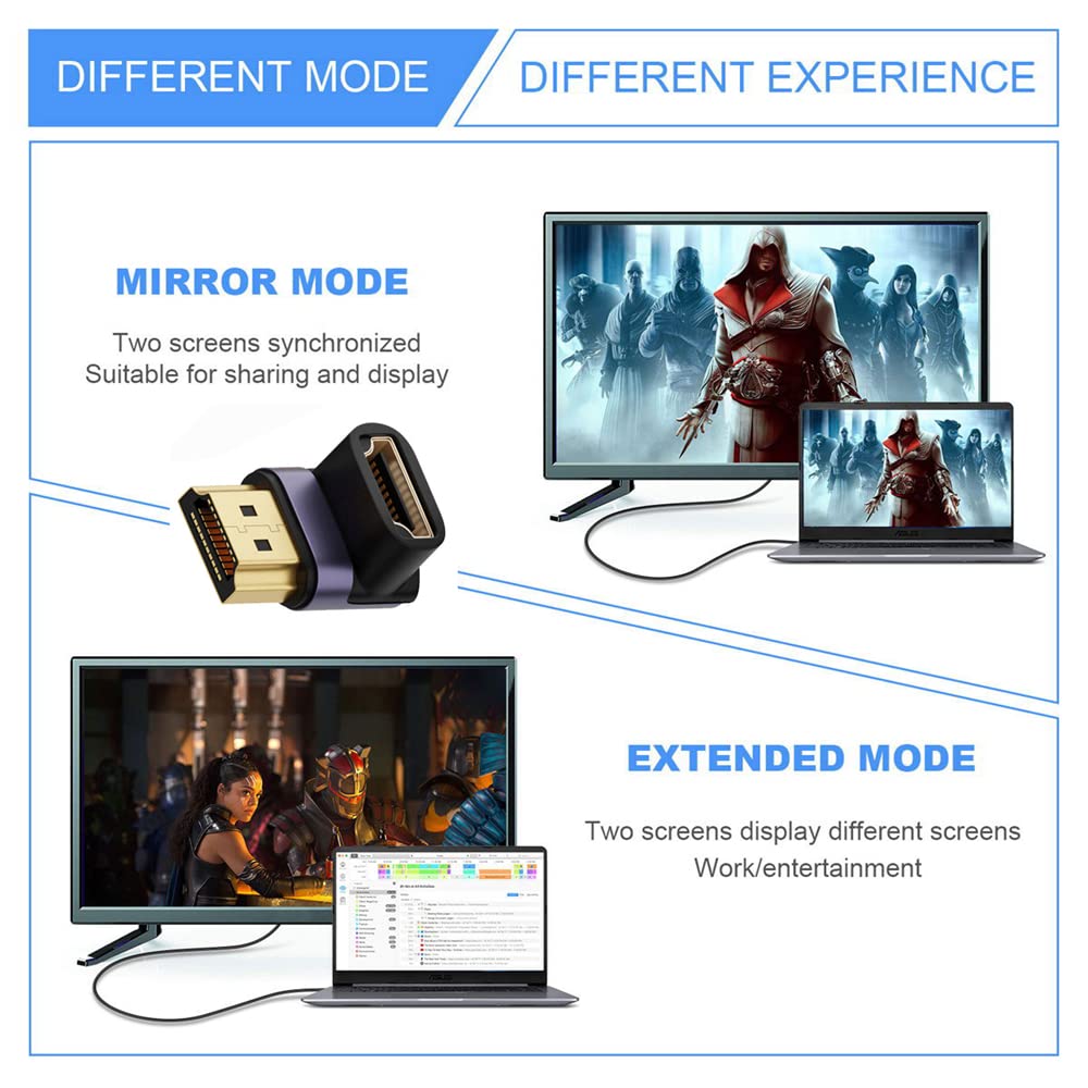 INF 8K HDMI 2.1 Male to Female Adapter 90 Degree Side Angled UHD
