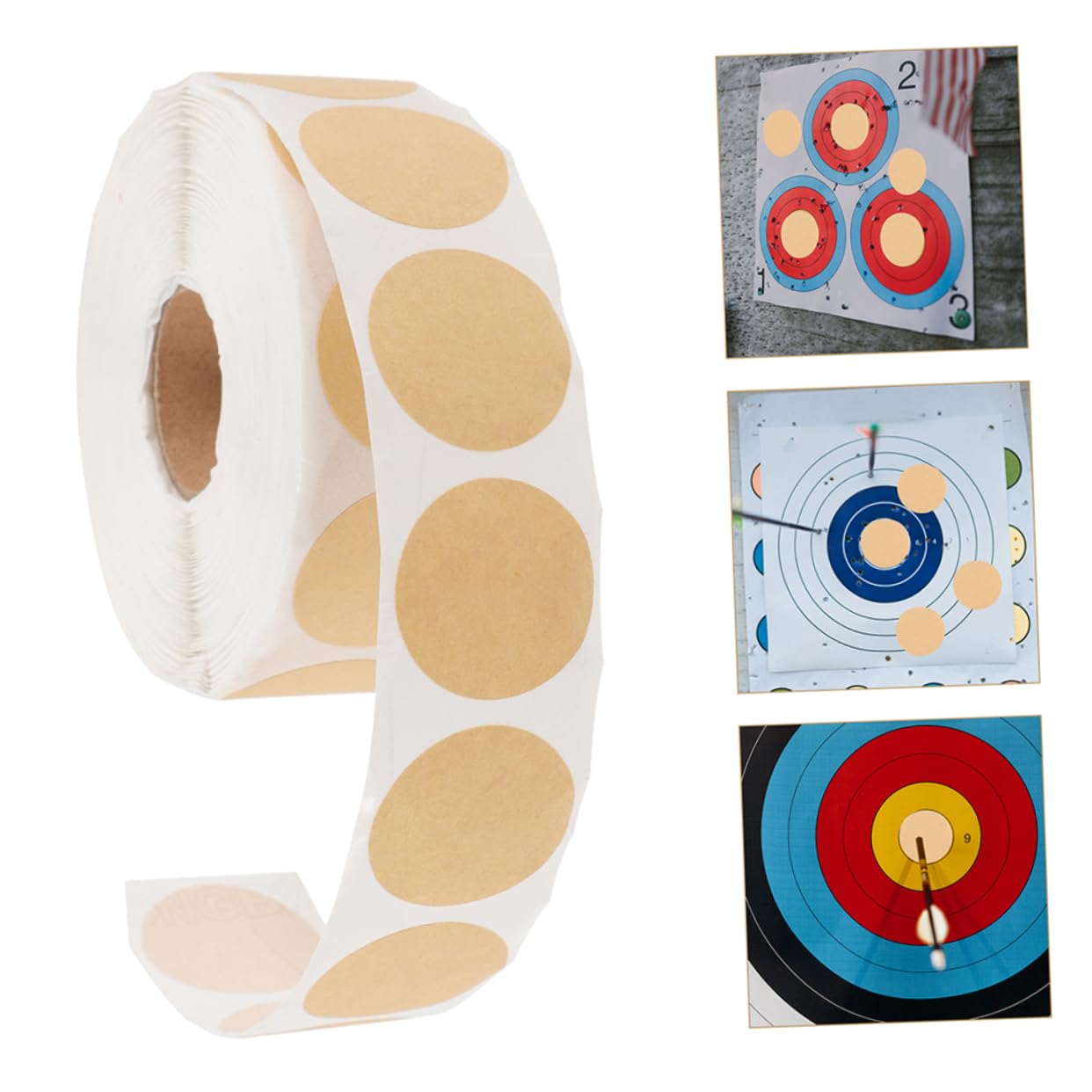Mipcase Etichette Adesive Rotonde Kraft Marrone 3 Pezzi, per Riparare Bersagli di Carta, Scrivibili e Riutilizzabili, Facili da Usare