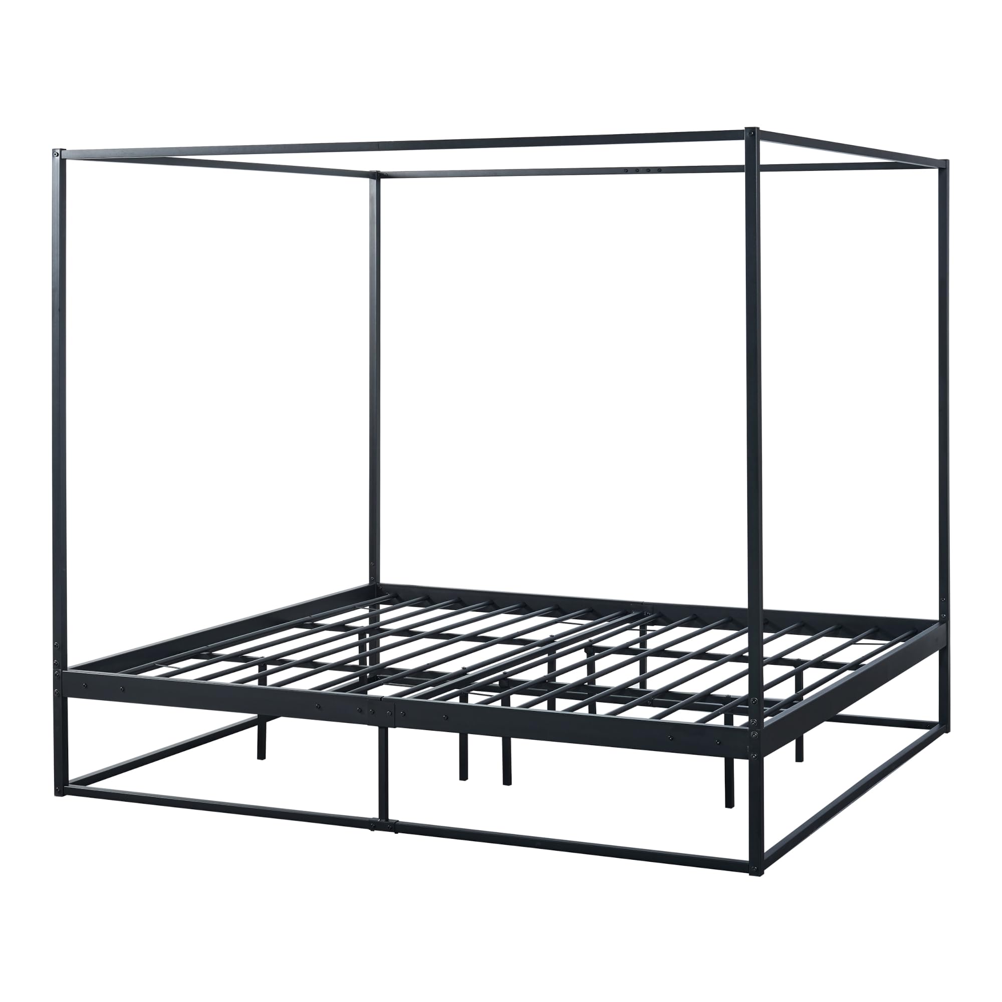 [en.casa] Himmelbett Kristianstad Metallbett 180 x 200 cm Doppelbett Bettgestell mit Lattenrost Bettrahmen Ehebett Schwarz