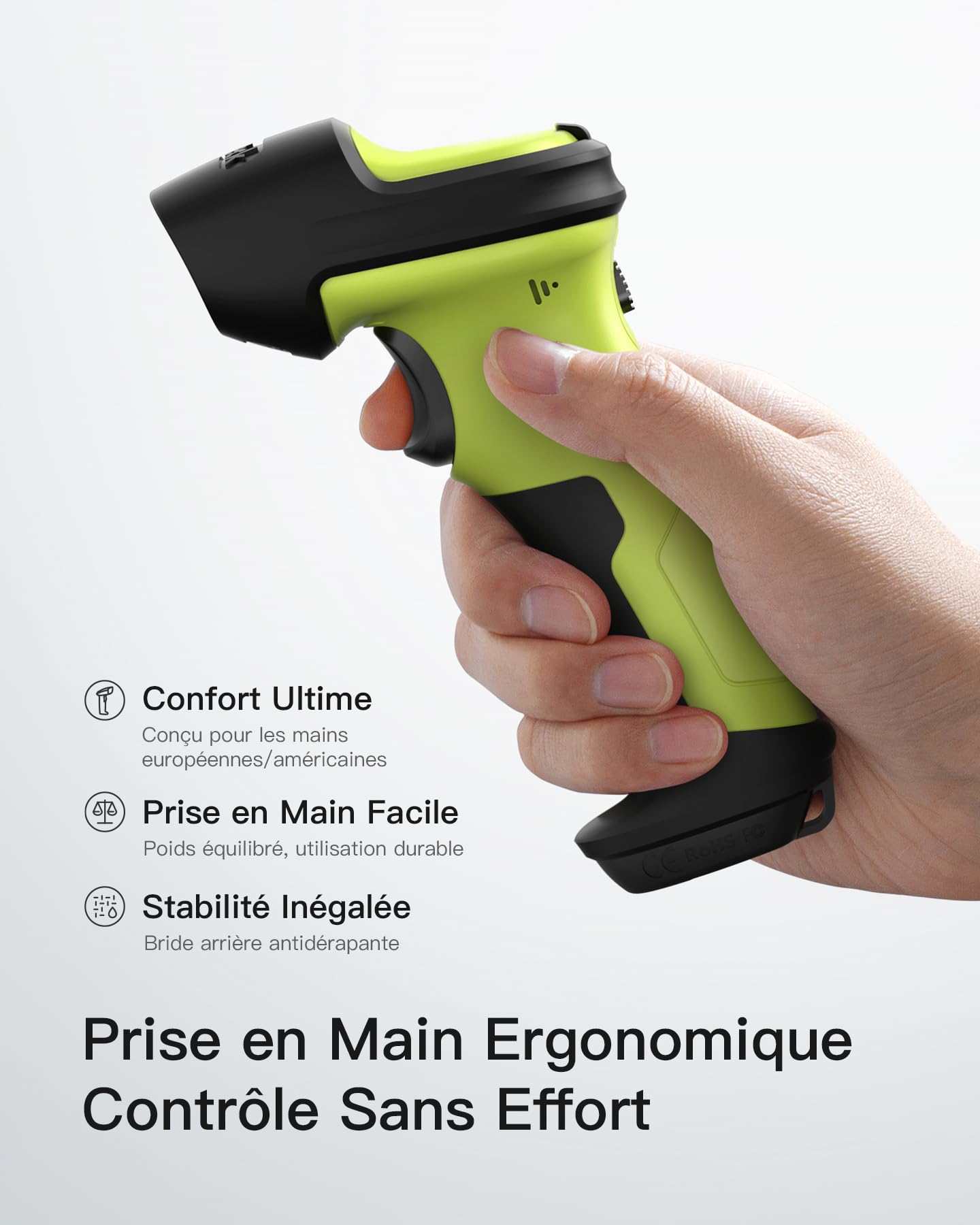 Inateck BCST-60 Lecteur Code Barre sans Fil 2,4 GHz, Scanner 1D USB, Rayon 35m, Autonomie 180 Jours