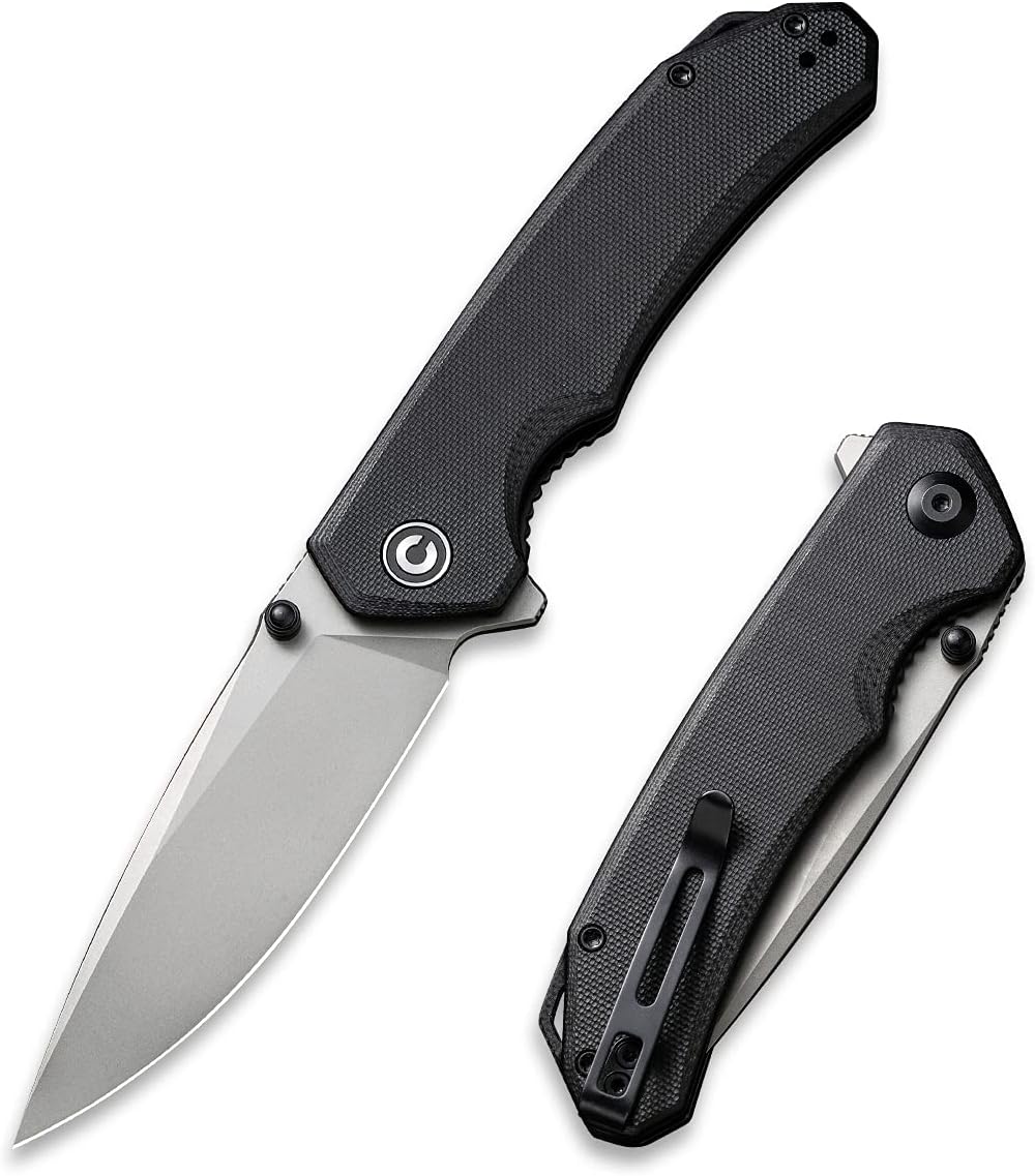 Brazen Folding Pocket Knife,3.5-Inch 14C28N Plain Edge Blade,Outdoor Camping Hiking Knife with Thumb Stud and Flipper opener,G-10 Handle Tool for EDC C2102C (Black)