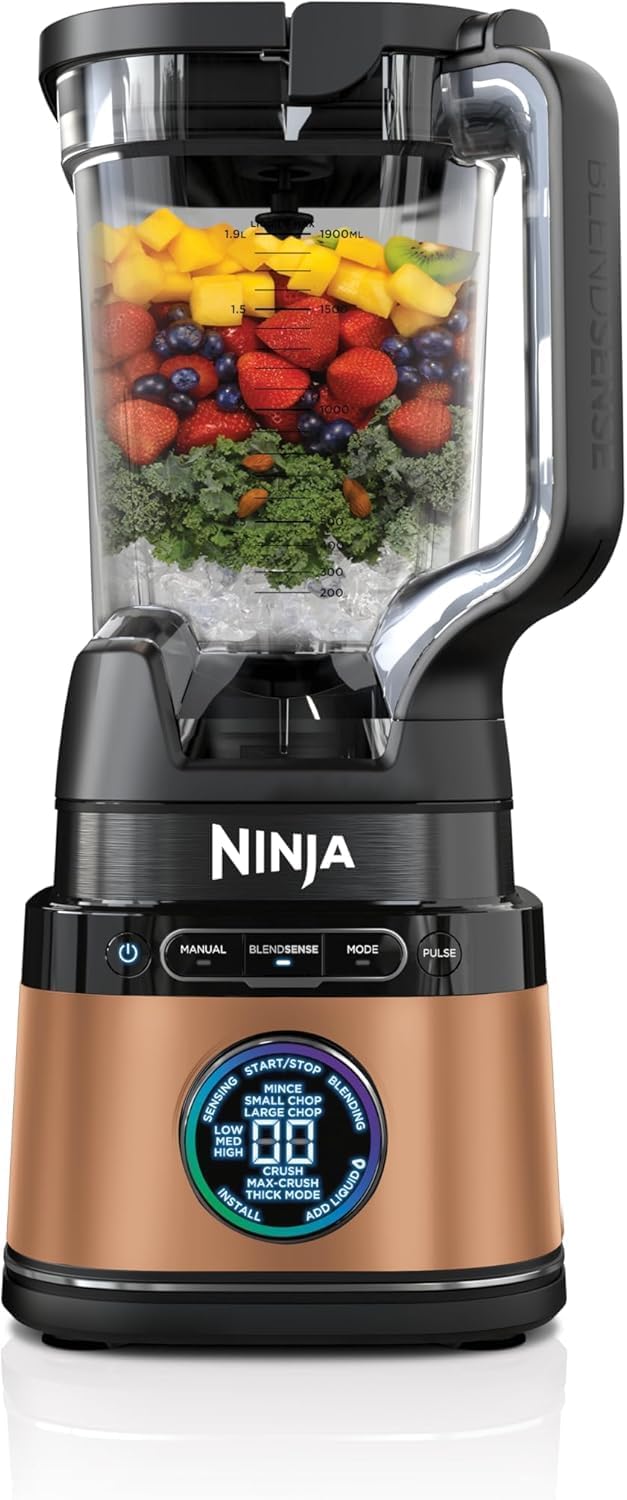 Ninja2-in-1 Detect Power Blender Pro & Single Serve, 1200W Blender With Jug, & 2x Single Serve Cups, Blend Smoothies, Chop Vegetables & Mix Frozen Drinks, Black/Copper, TB301UKCP