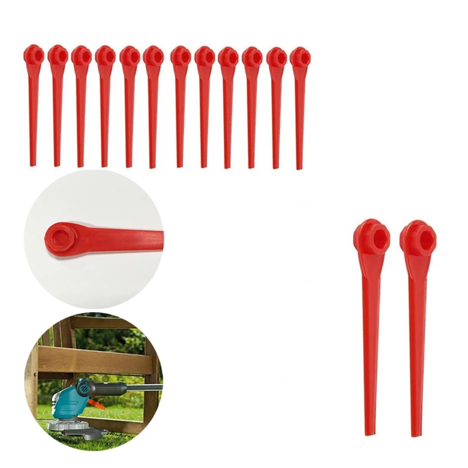 Rasentrimmerklingen aus Kunststoff, 200 Stück, Universal-Ersatzklingen für Gartenrasentrimmer