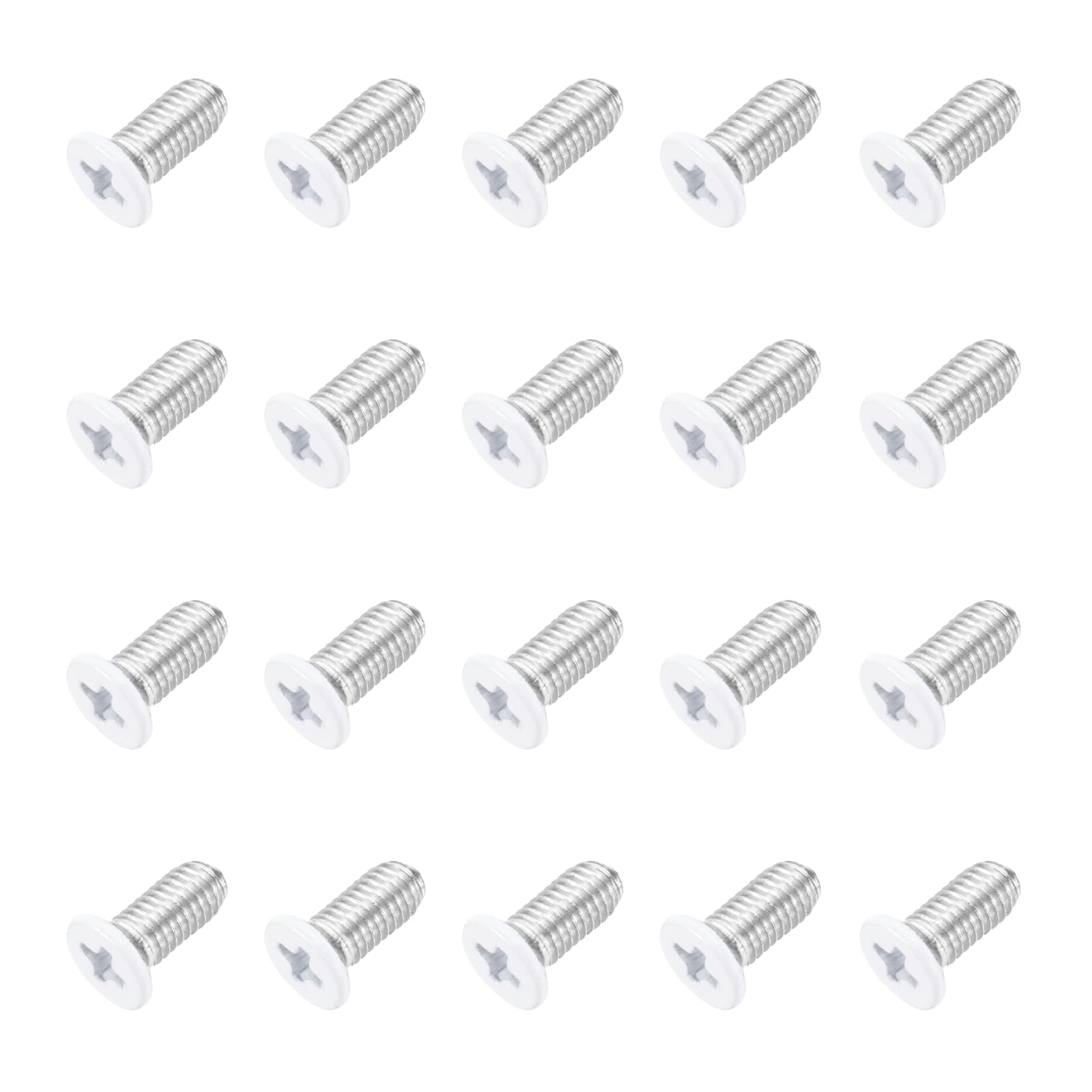 sourcing map M5 x 10mm Flat Countersunk Head Machine Screws 304 Stainless Steel Full Thread Phillips Drive Cross Screw for Furniture Connection Electrical Appliances (White, Pack of 20)