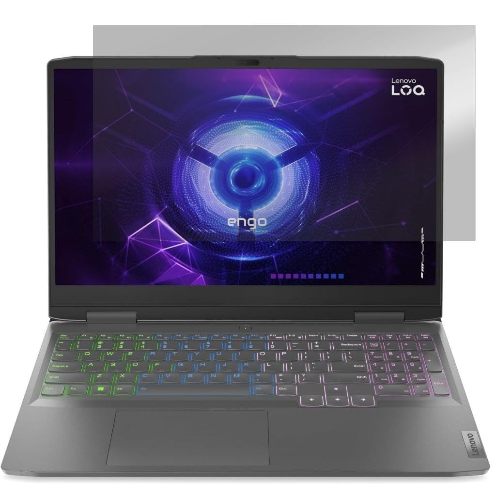 Engo Lenovo Loq 15IRH8 15.6 İnç İle Uyumlu Hayalet Ekran Koruyucu Notebook, Yandan Görünmeyen Anti-Spy Gizlilik (Privacy) Laptop Koruması, 9H Temperli Nano Kırılmaz Esnek Cam, Parlama Önleyici 16:9