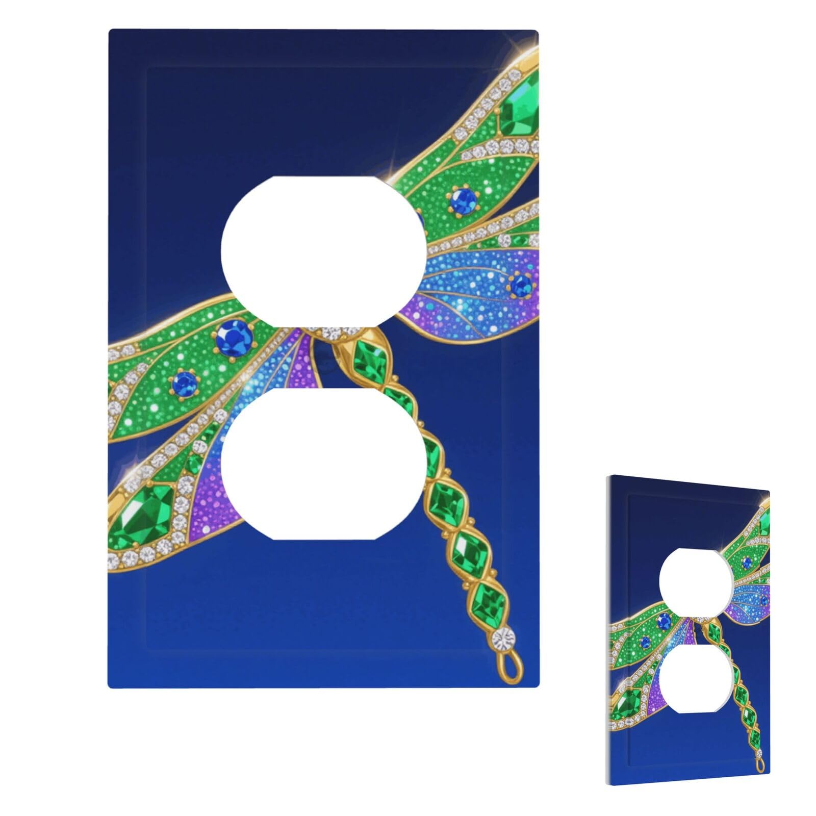 Green Beauty Dragonfly Wall Plate Cover Modern Decorative 1 Gang Light Switch Cover Unbreakable Receptacle Outlet Covers For Living Room Bedroom Home Decor Duplex