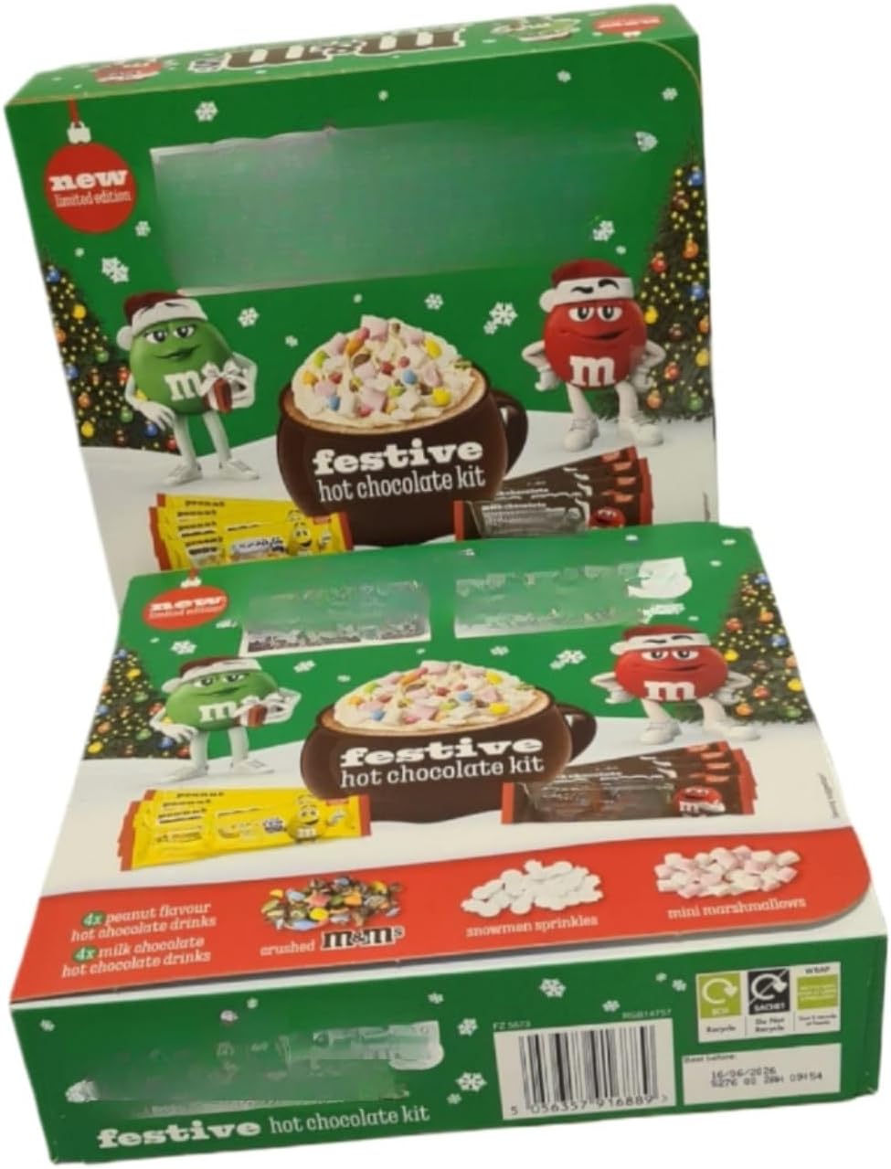 Festive Hot Chocolate Gift Kit with Assorted Flavours, Mini Marshmallows & Sweet Toppings, Ready-to-Mix Cocoa Drink Set for Sharing (Pack of 2)