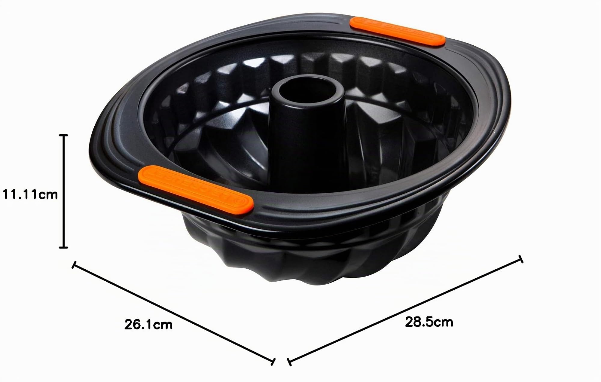 LE CREUSET Moule à Kougelhopf Anti-Adhérent, 22 cm, Résistant au Levain, En Acier Siliconé, Anthracite/Orange, 94102422000000