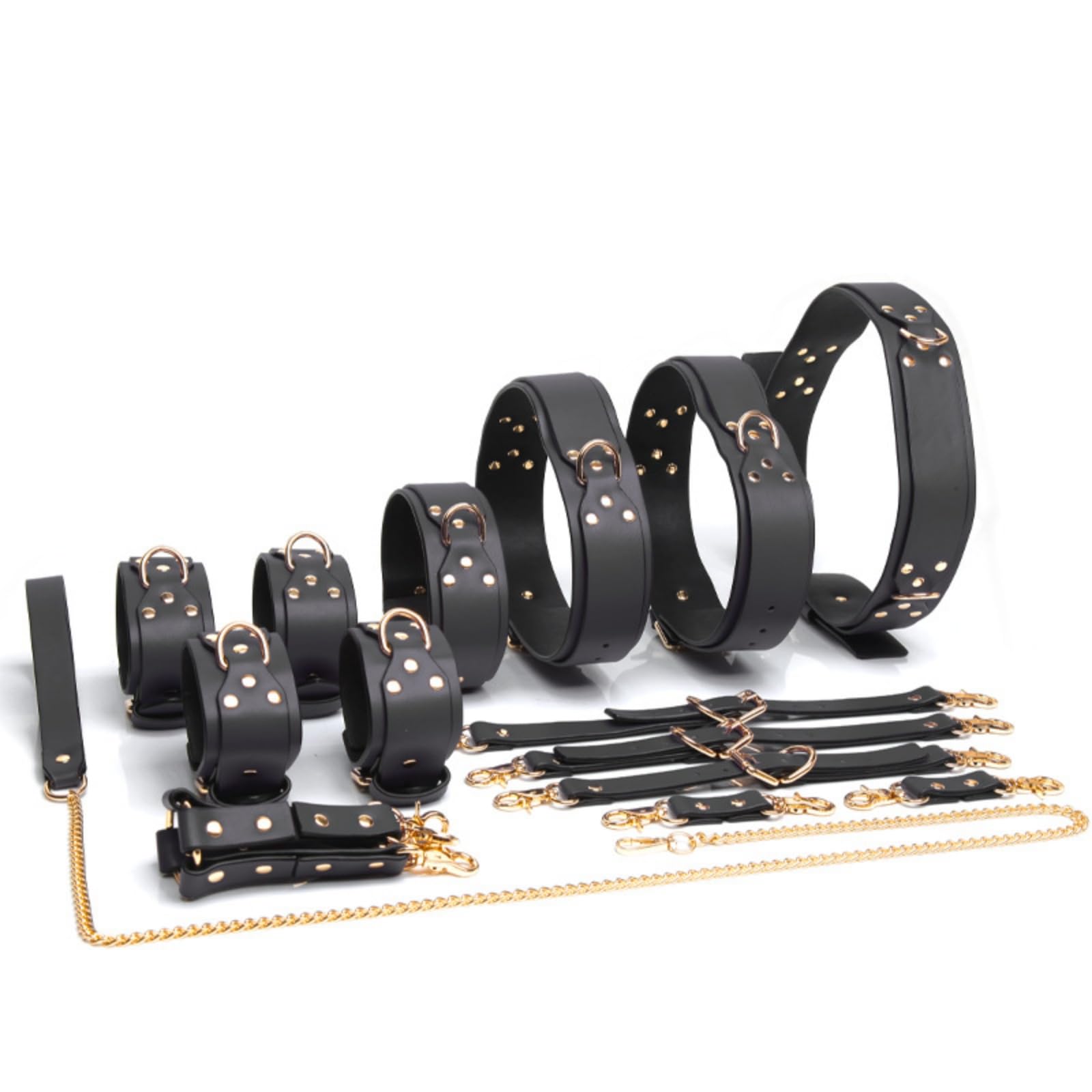Lussuoso set da camera da letto per coppie, Kit per donne Adulti Bondaged Queen Cinghie sexy con manette e dispositivi di immobilizzazione-ITMS59 (Nero)