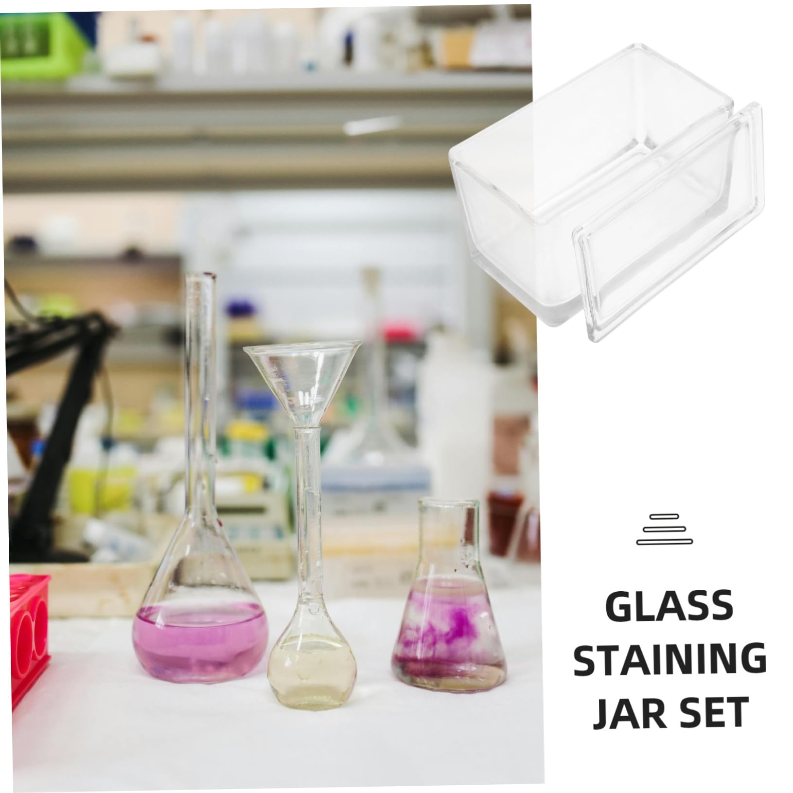 Garneck Transparenter Glas färbecylinder mit Konkaven Objektträgern Wiederverwendbar und Bruchsicher Flexibler Ständer für Stehende und Liegende Anwendung Großer Fassungsvermögen für