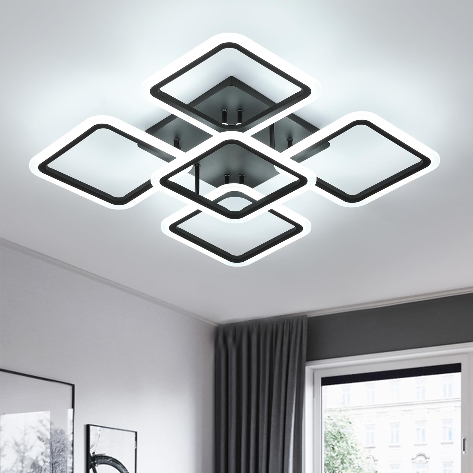 Comely LED Ceiling Lights, 61W 7000LM Black Ceiling Lamp LED Modern
