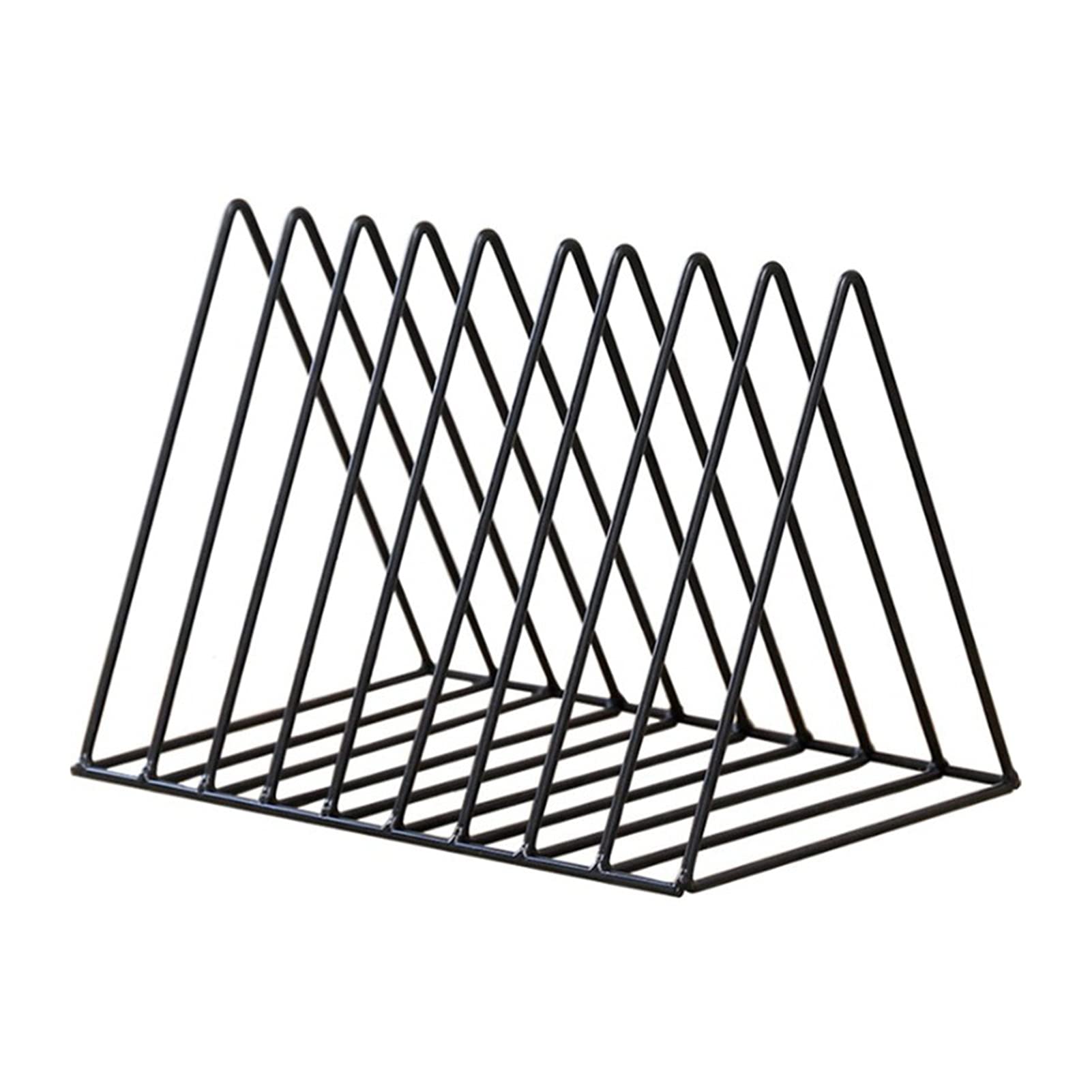 Schallplattenständer - Schallplatten Aufbewahrung Aus Metall - Vinyl Halter LP Ständer Für 60 Platten - Dreieck Prospekthalter LP-Plattenständer Zeitungsständer Für Büro, CD, Magazin, Bücher (Schwarz)