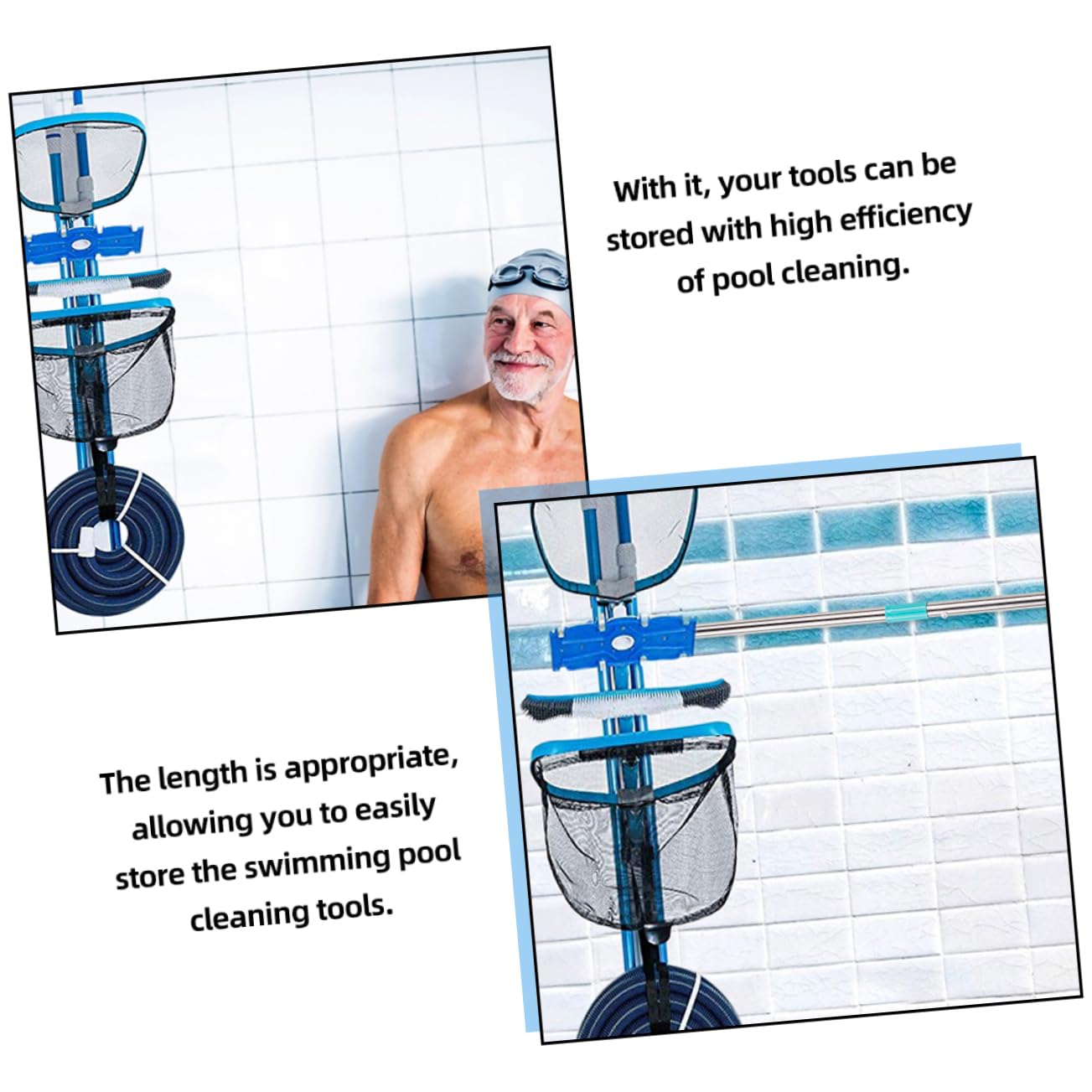 Sosoport Soporte de Limpieza de Piscinas Azul PVC y Nylon para Herramientas