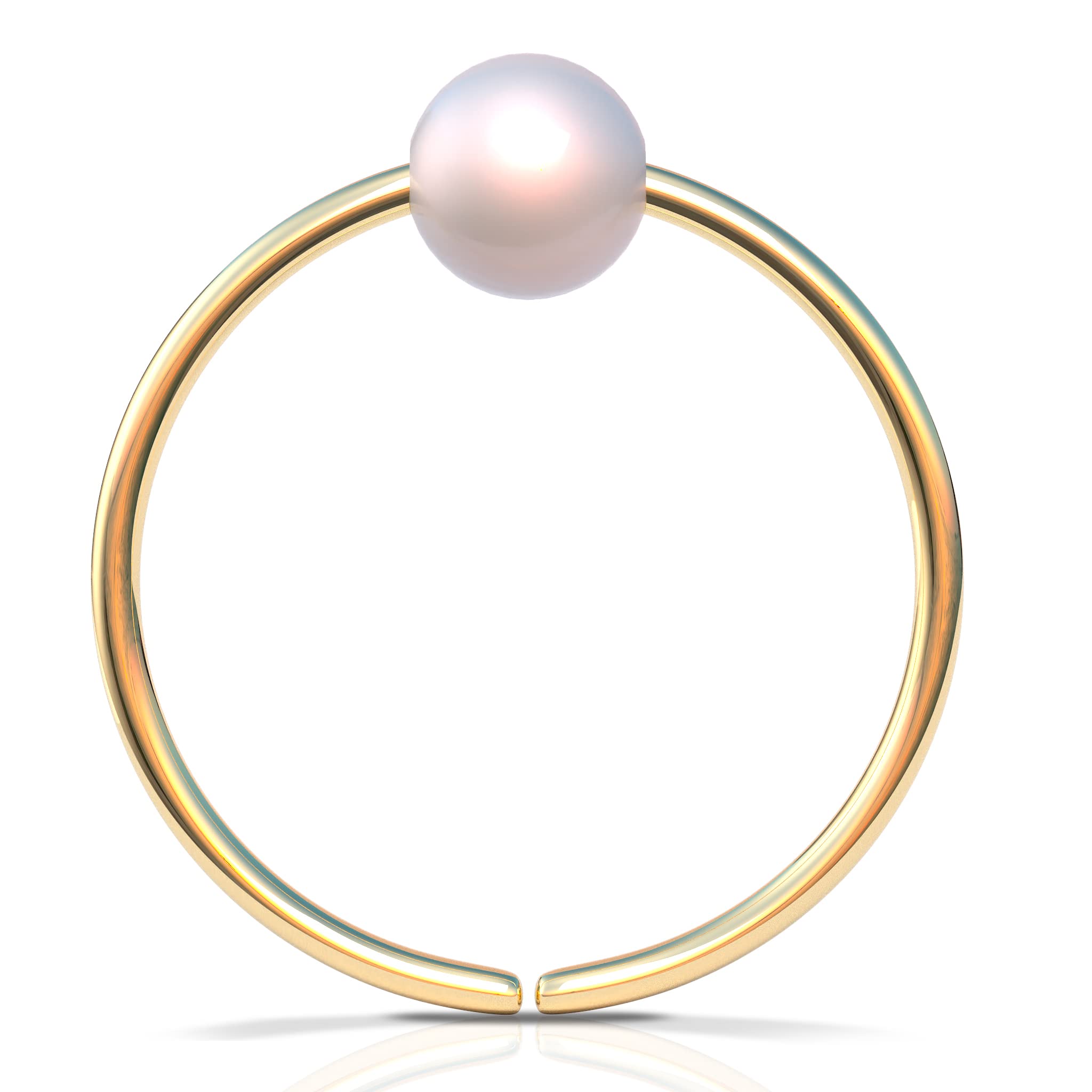 Gold Knorpel Ohrring - Dünn 20G 8mm Ring 3mm Weiß Perle - Gold gefüllt Helix Piercing Schmuck