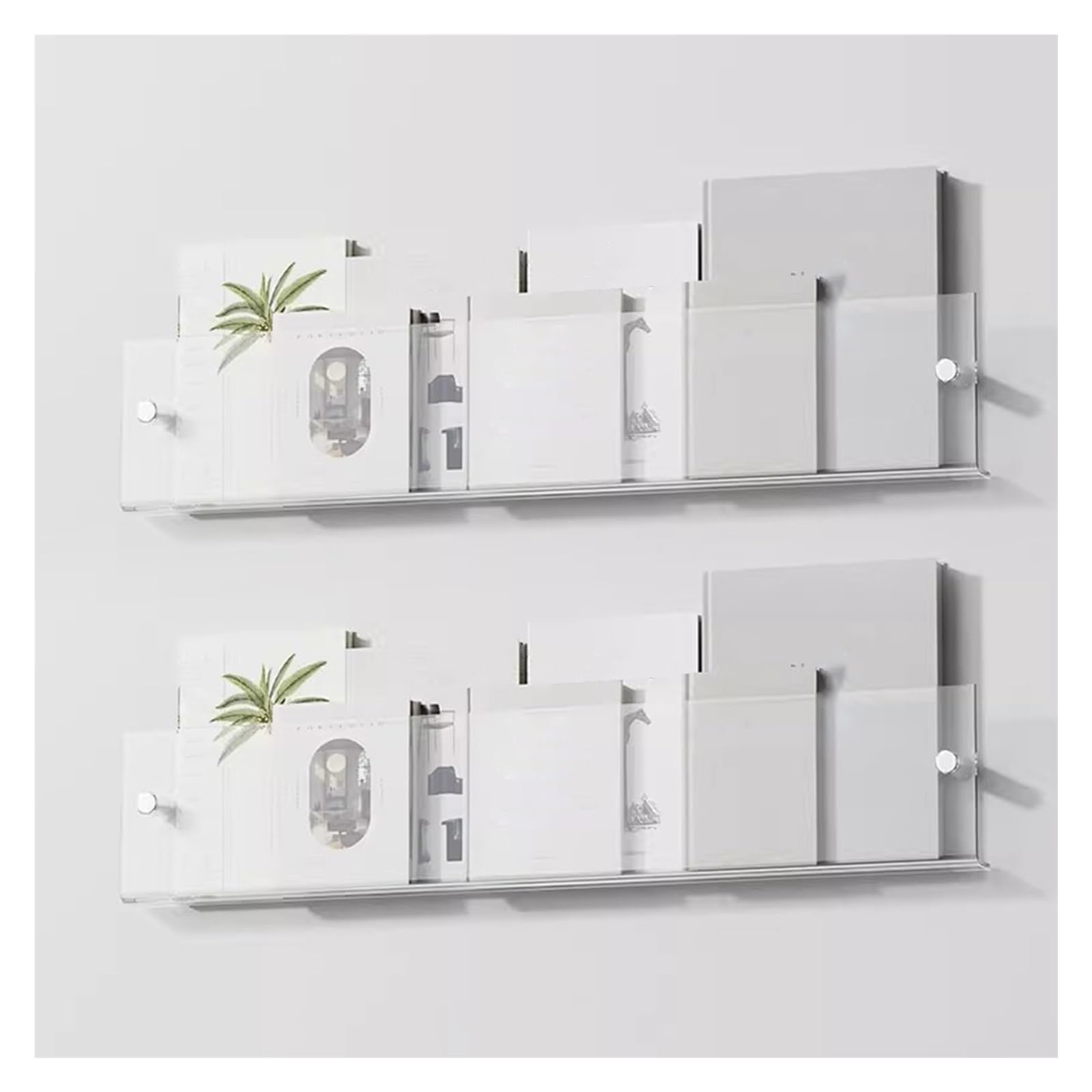 ASerZenith Wall Mounted Magazine Rack, Clear Acrylic Floating Brochure Rack, Literature Book Display Rack for Waiting Room/Reception Area/lounge